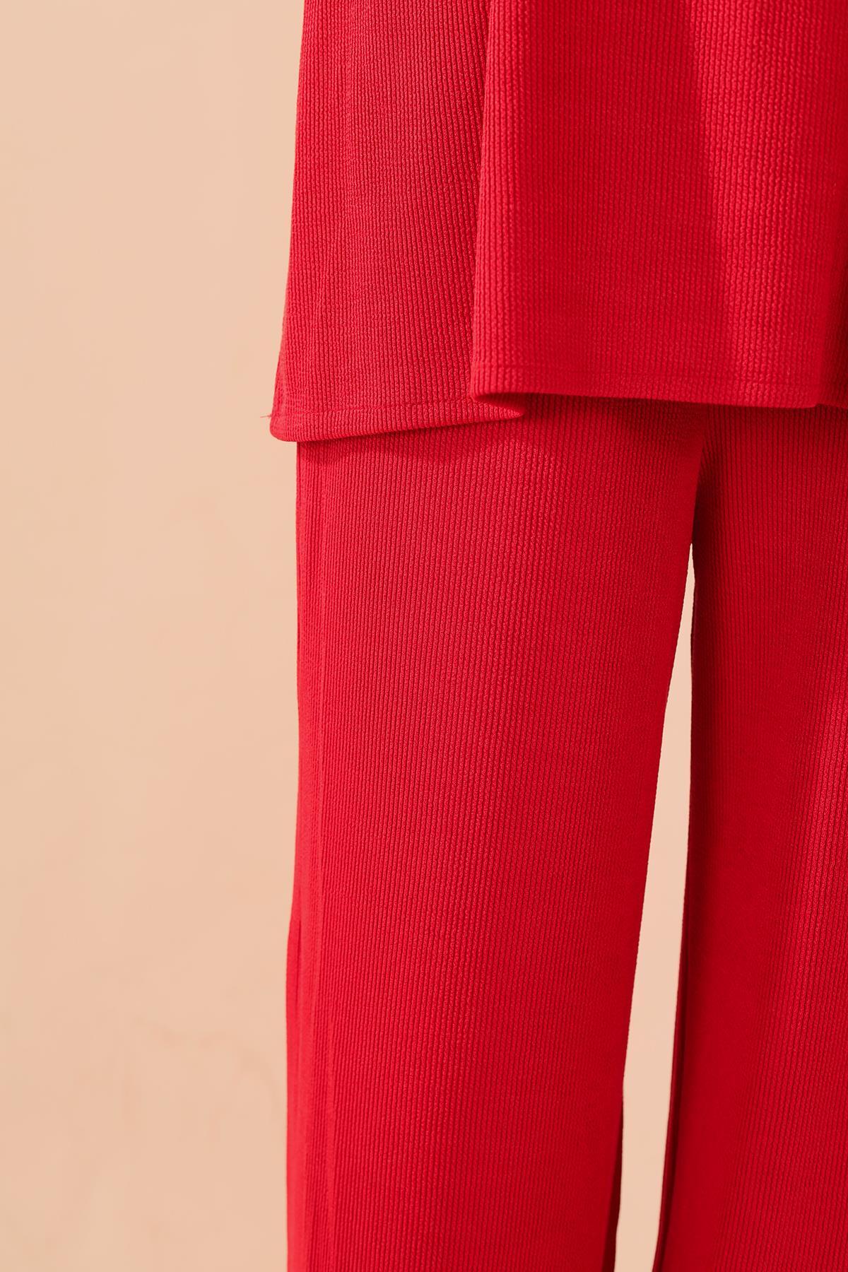Kırmızı Fermuarlı Tunik Pantolon Takım 5471 - 3