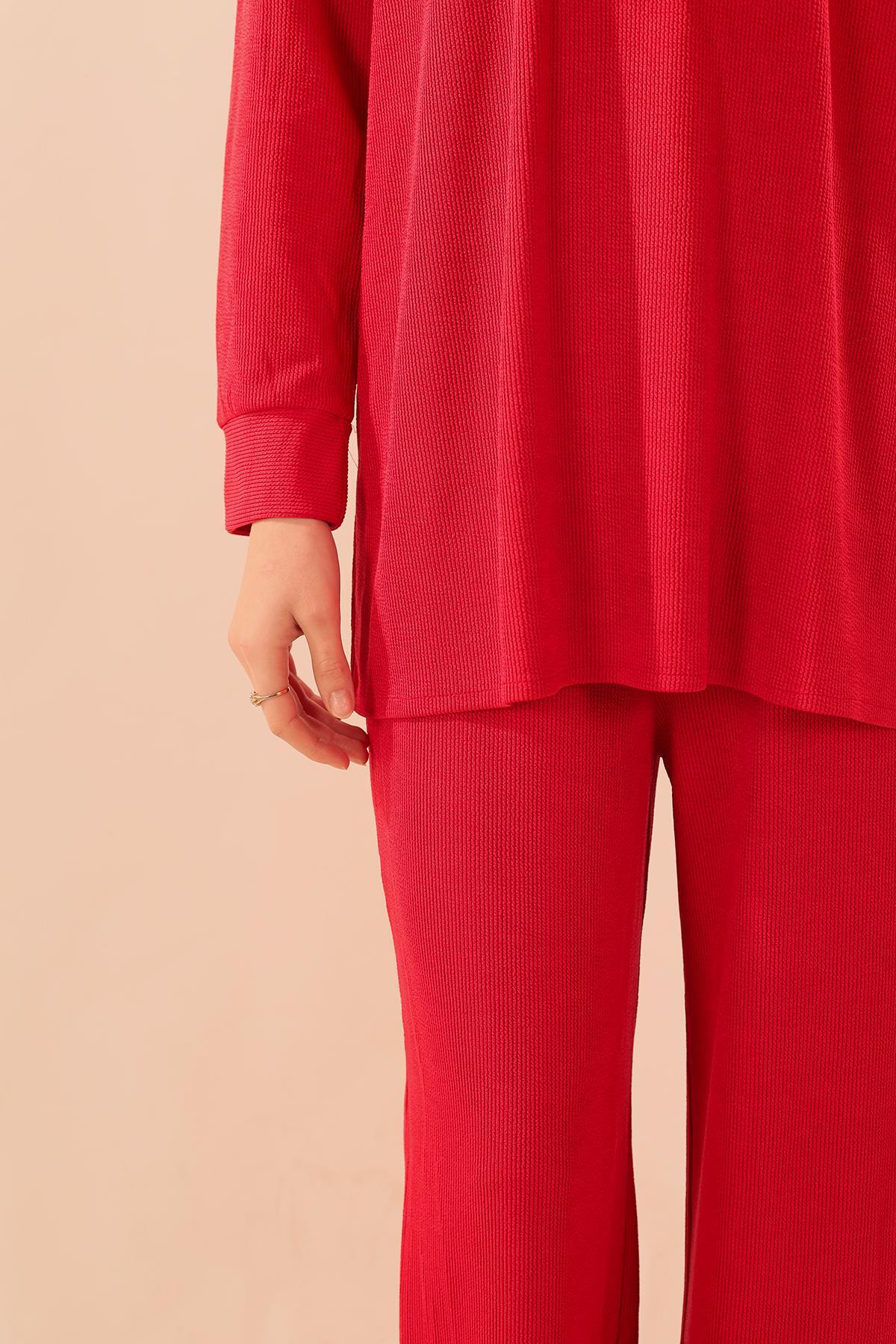 Kırmızı Fermuarlı Tunik Pantolon Takım 5471 - 7