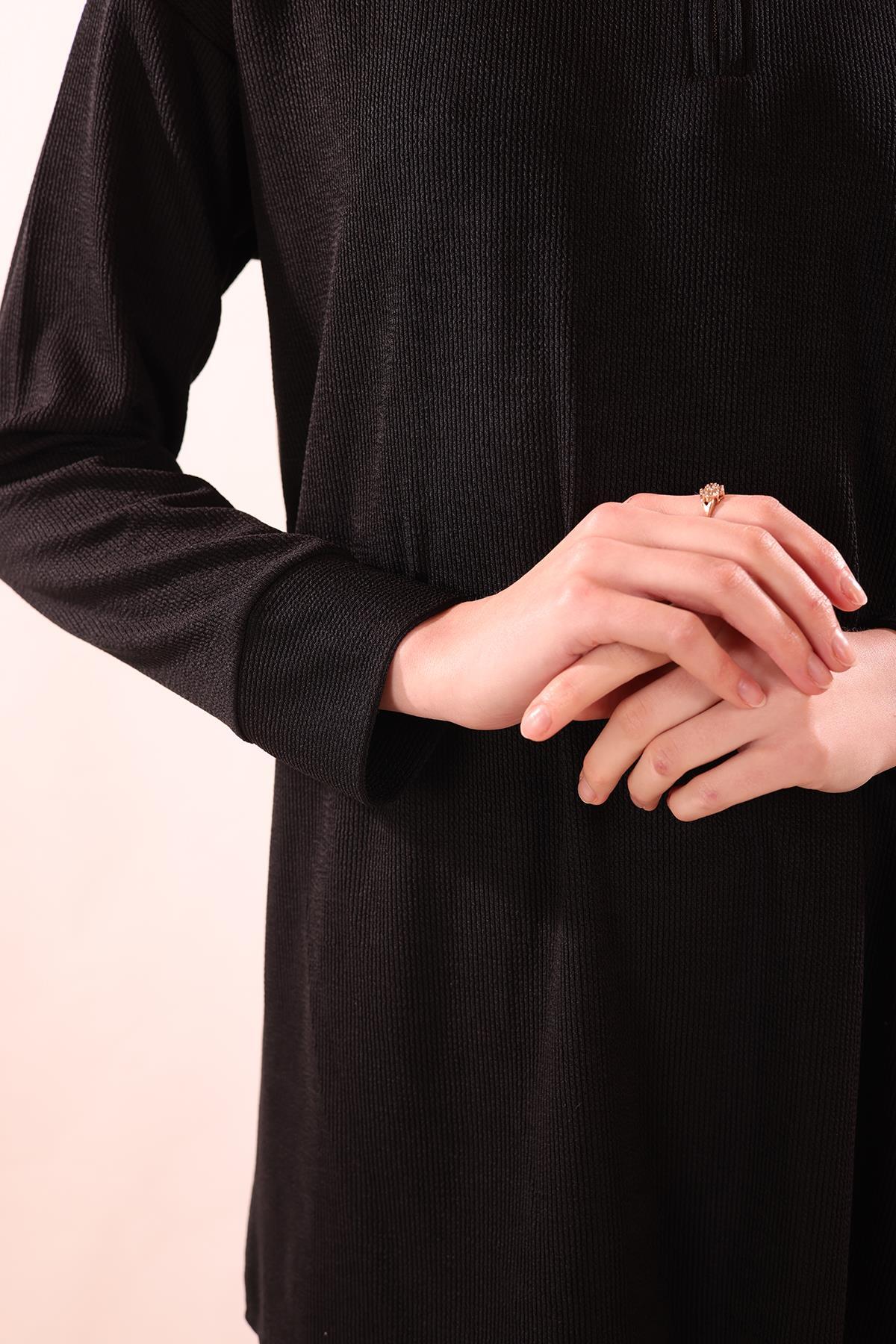 Siyah Fermuarlı Tunik Pantolon Takım 5471 - 4