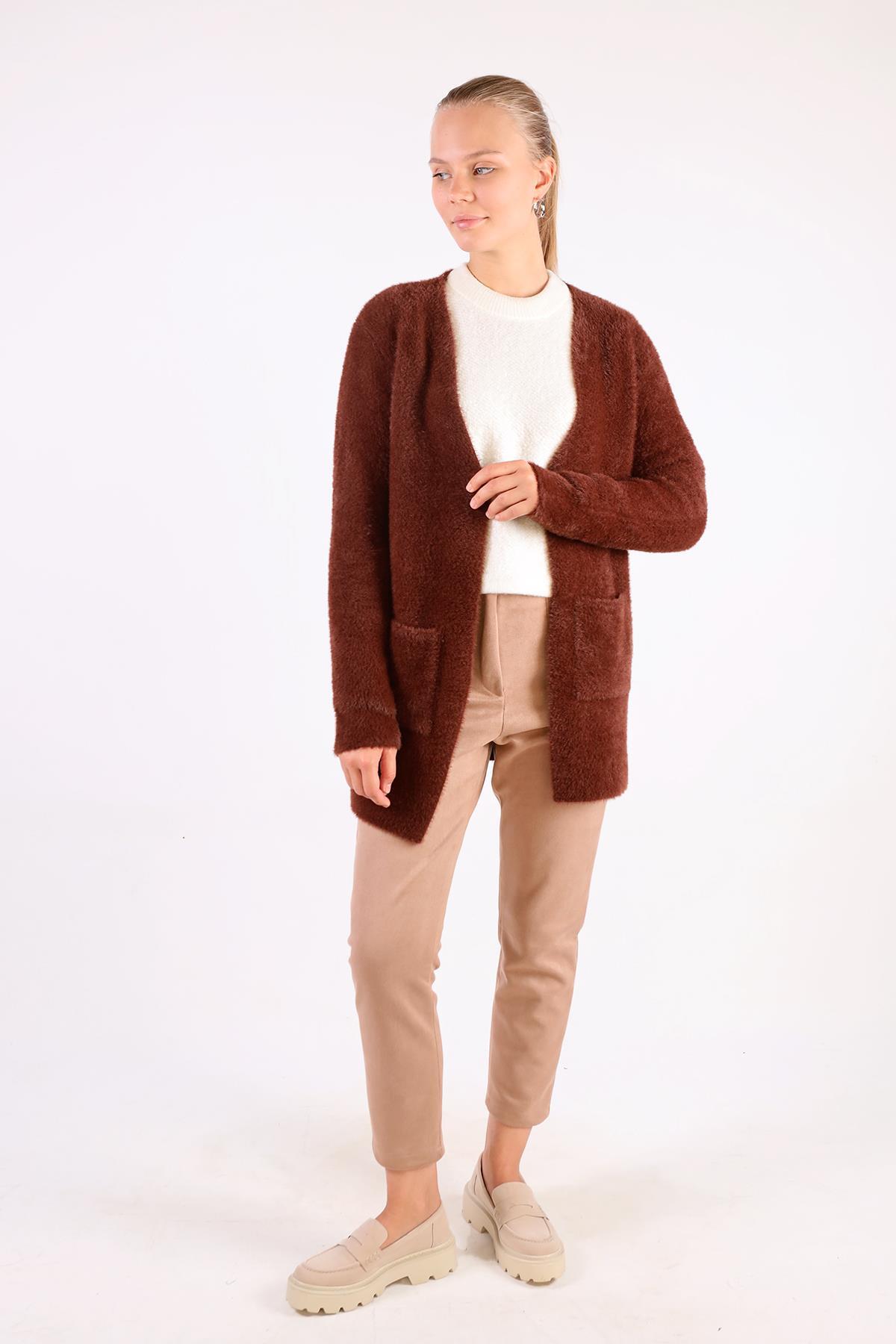 Kahve Cep Detay Yumoş Hırka 560 - 6