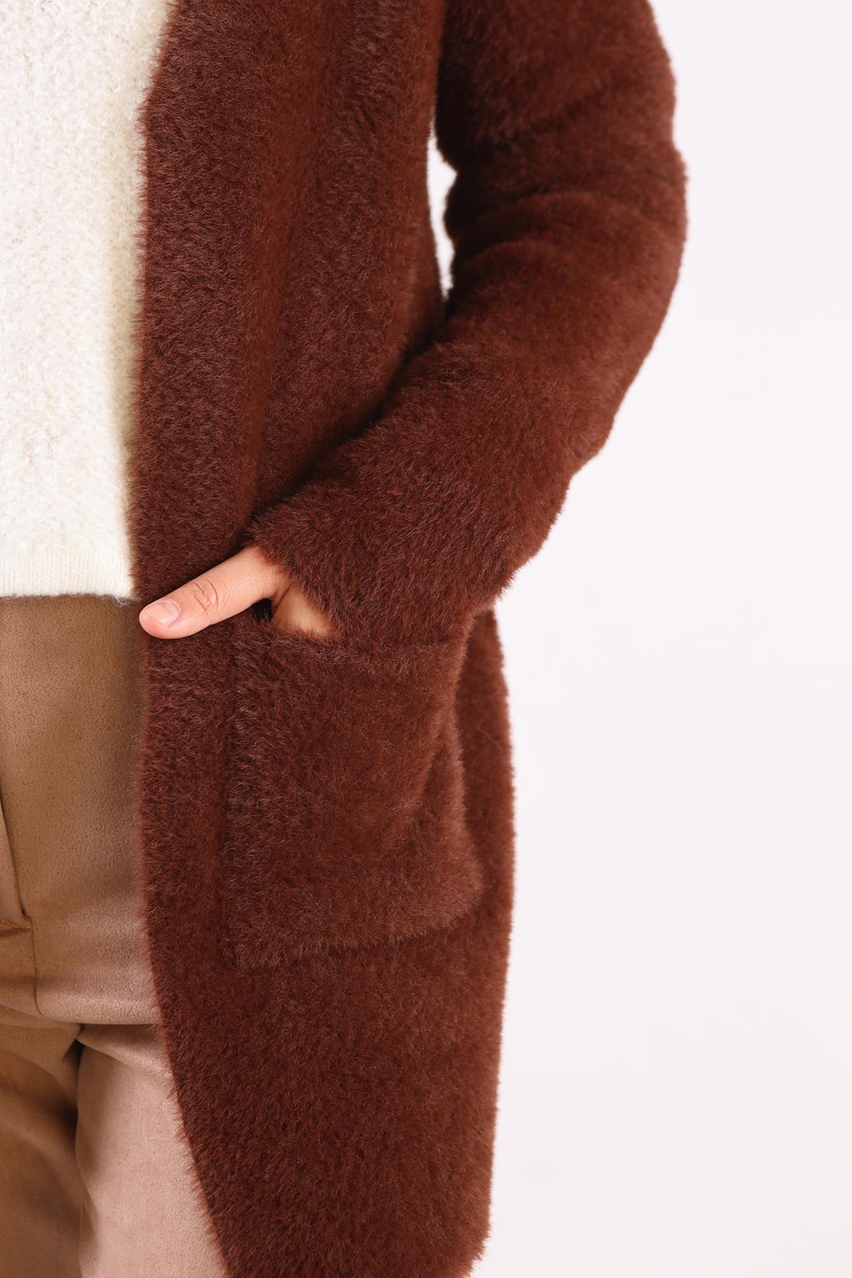 Kahve Cep Detay Yumoş Hırka 560 - 7