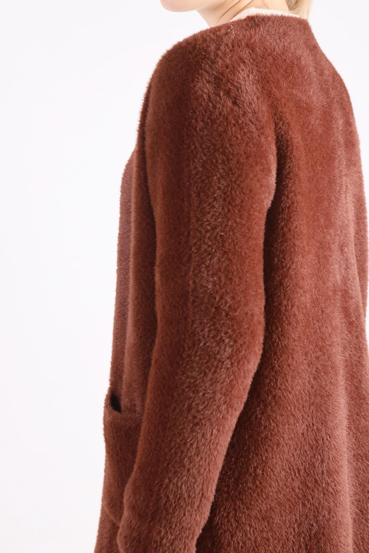 Kahve Cep Detay Yumoş Hırka 560 - 8