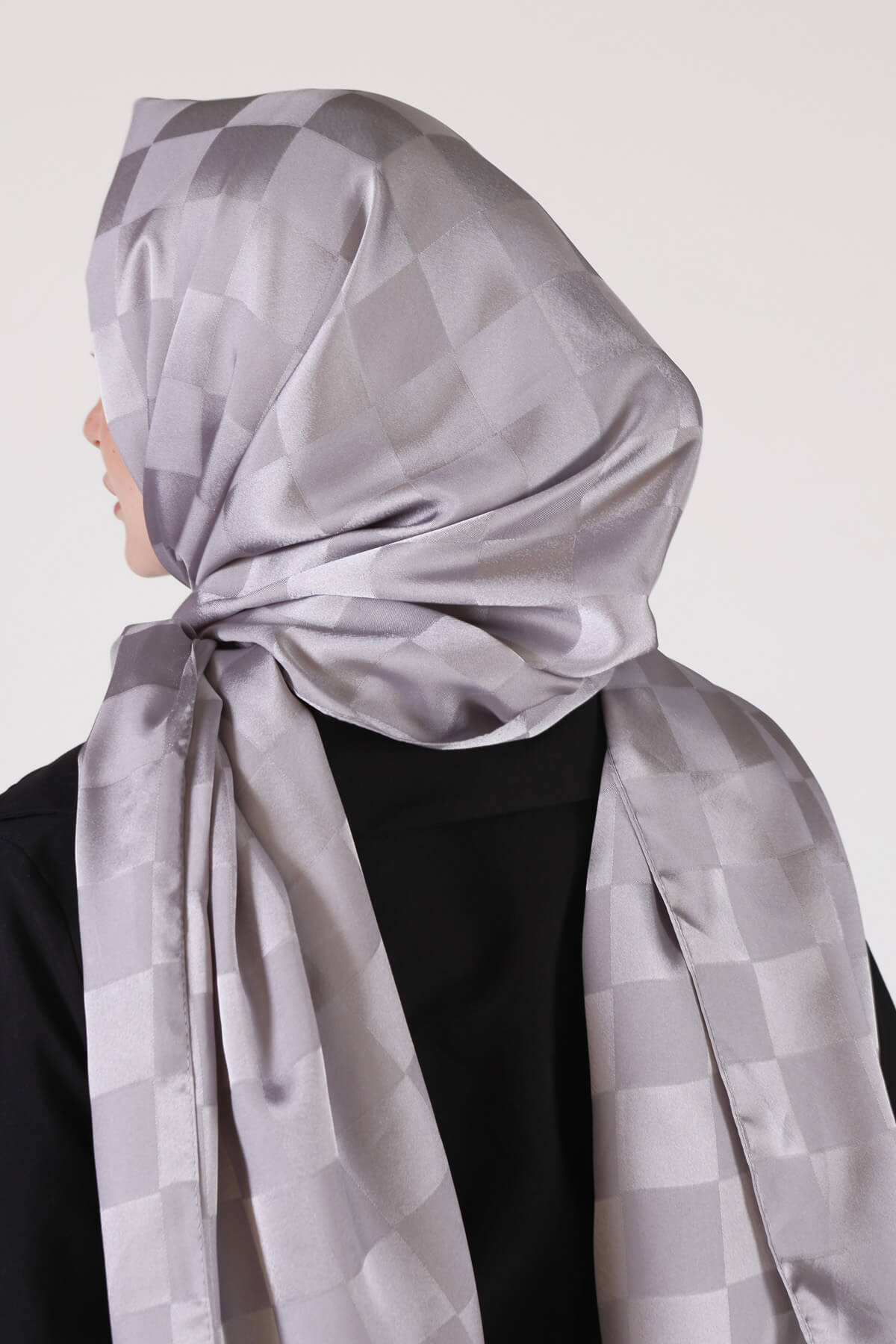 Gri Dama Desen Şal 5664 - 4