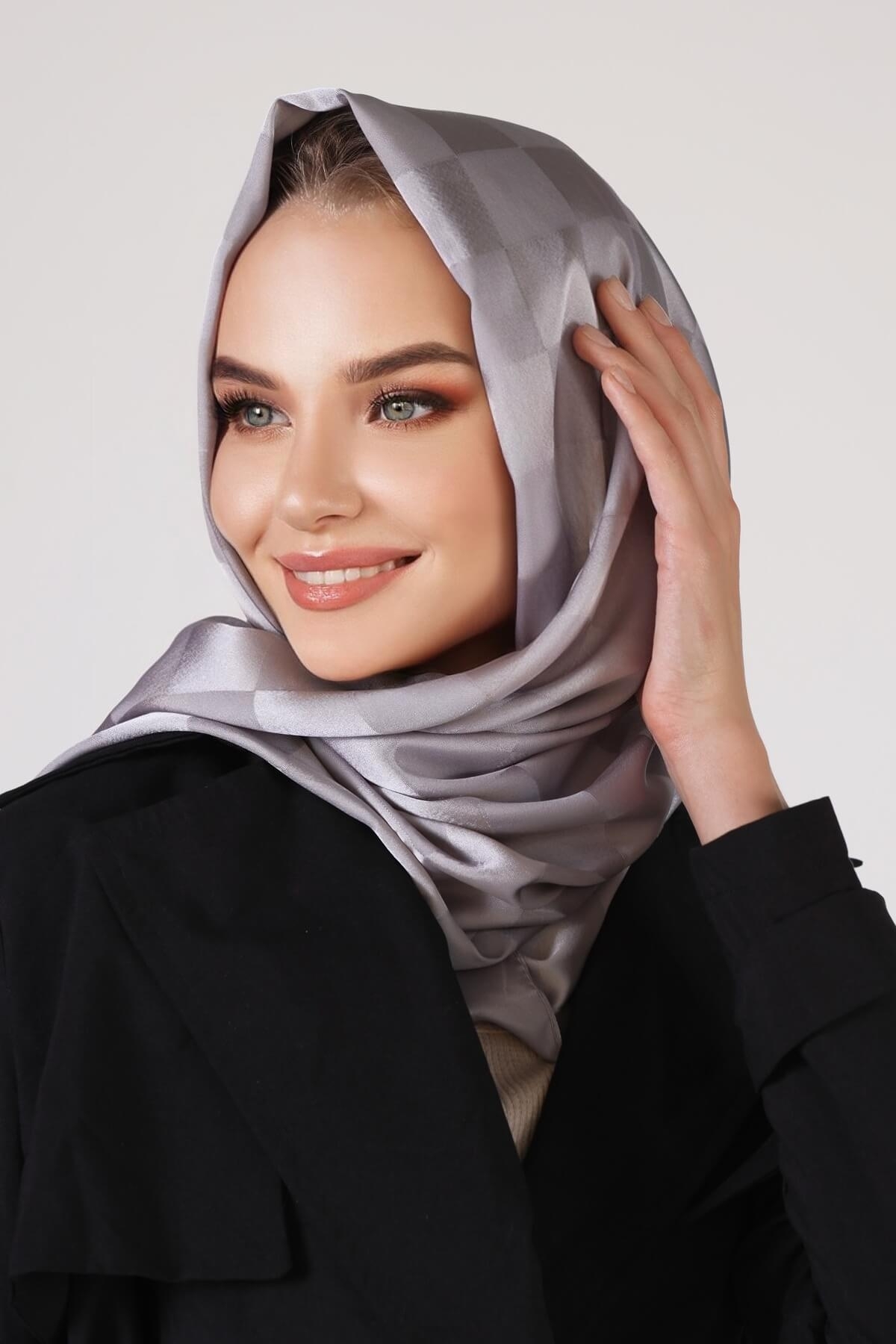Gri Dama Desen Şal 5664 - 5
