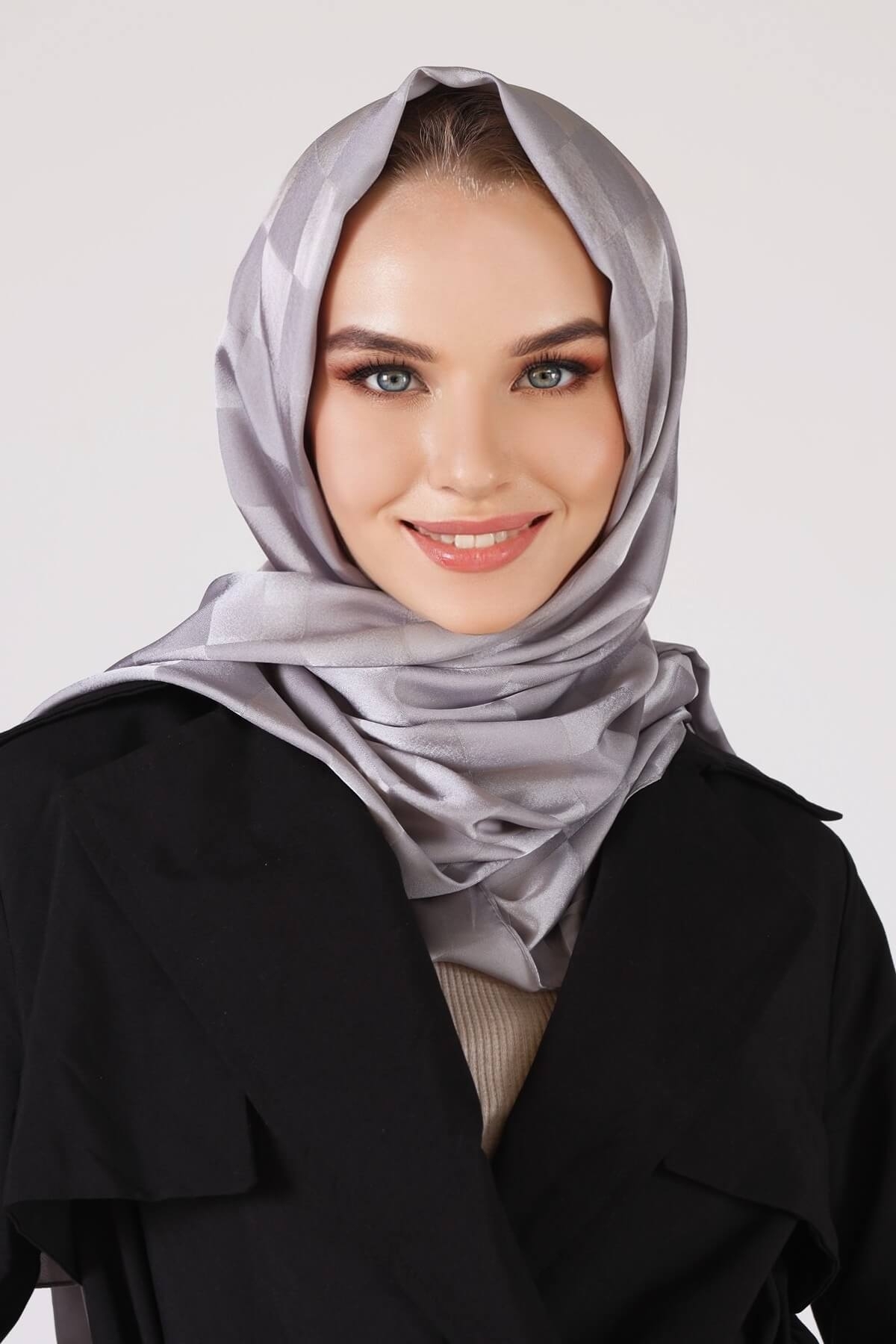 5664 Dama Desen Şal Gri - 7