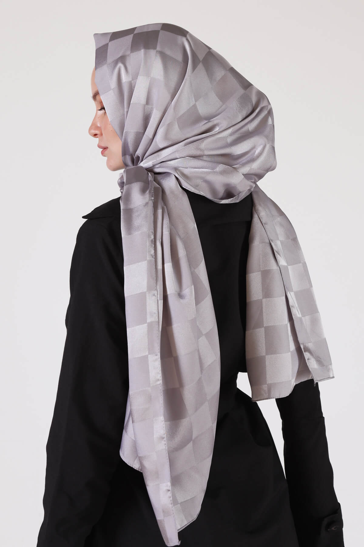 Gri Dama Desen Şal 5664 - 2