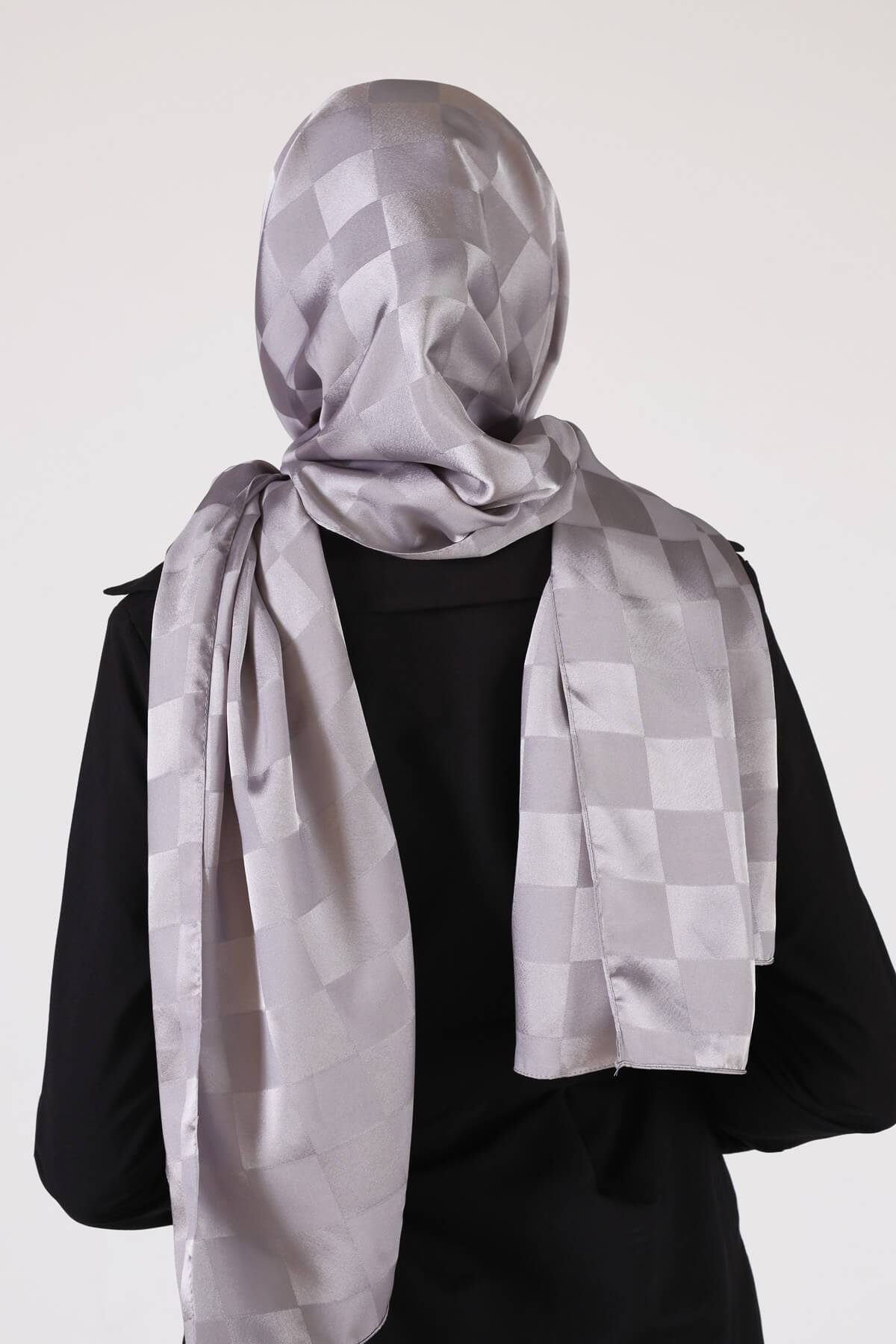 Gri Dama Desen Şal 5664 - 3