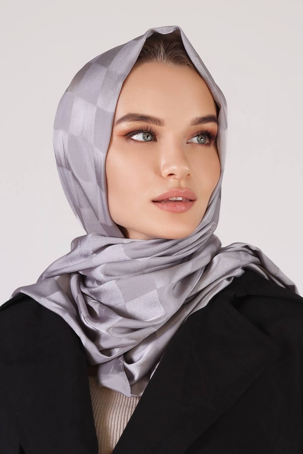 Gri Dama Desen Şal 5664 - 6