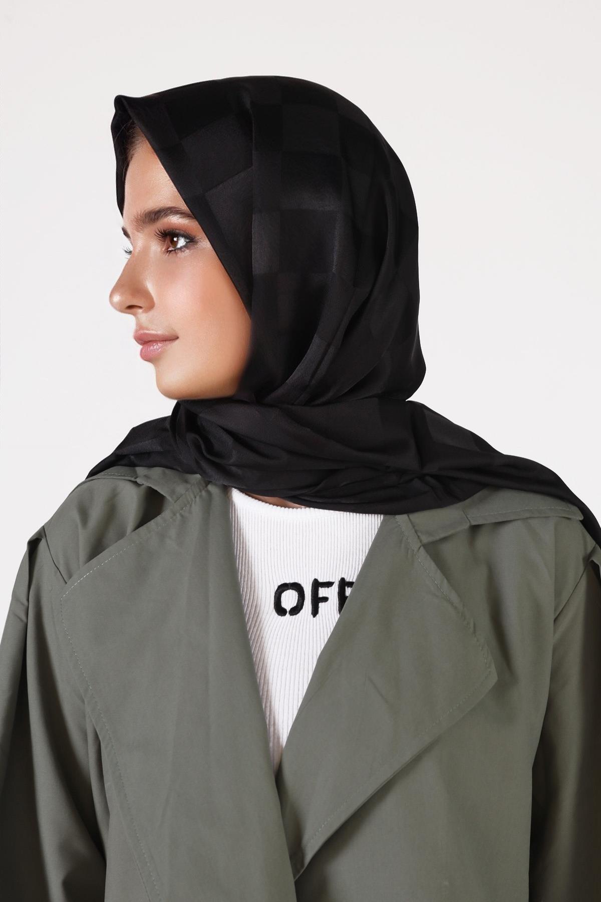 Siyah Dama Desen Şal 5664 - 3