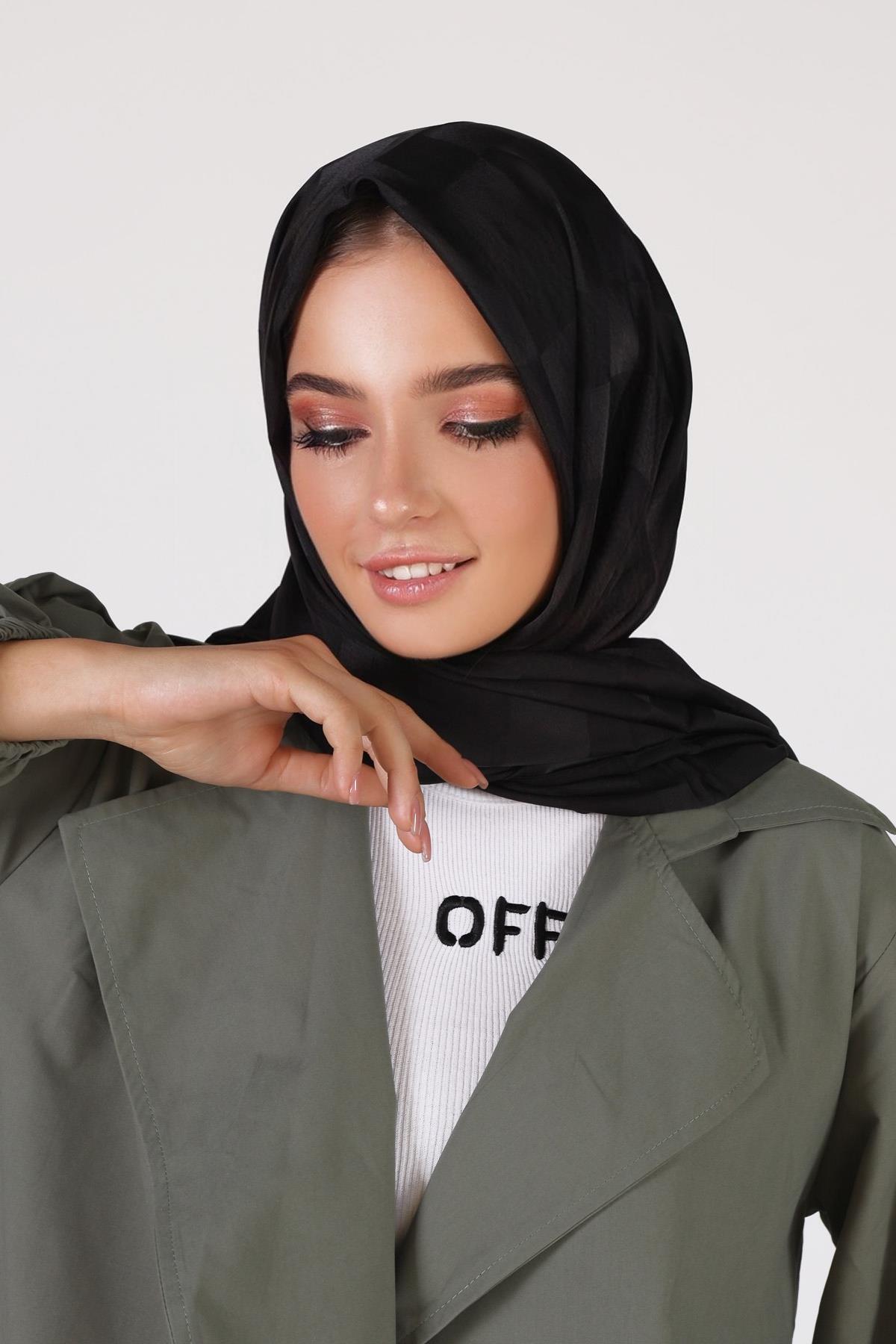 Siyah Dama Desen Şal 5664 - 1