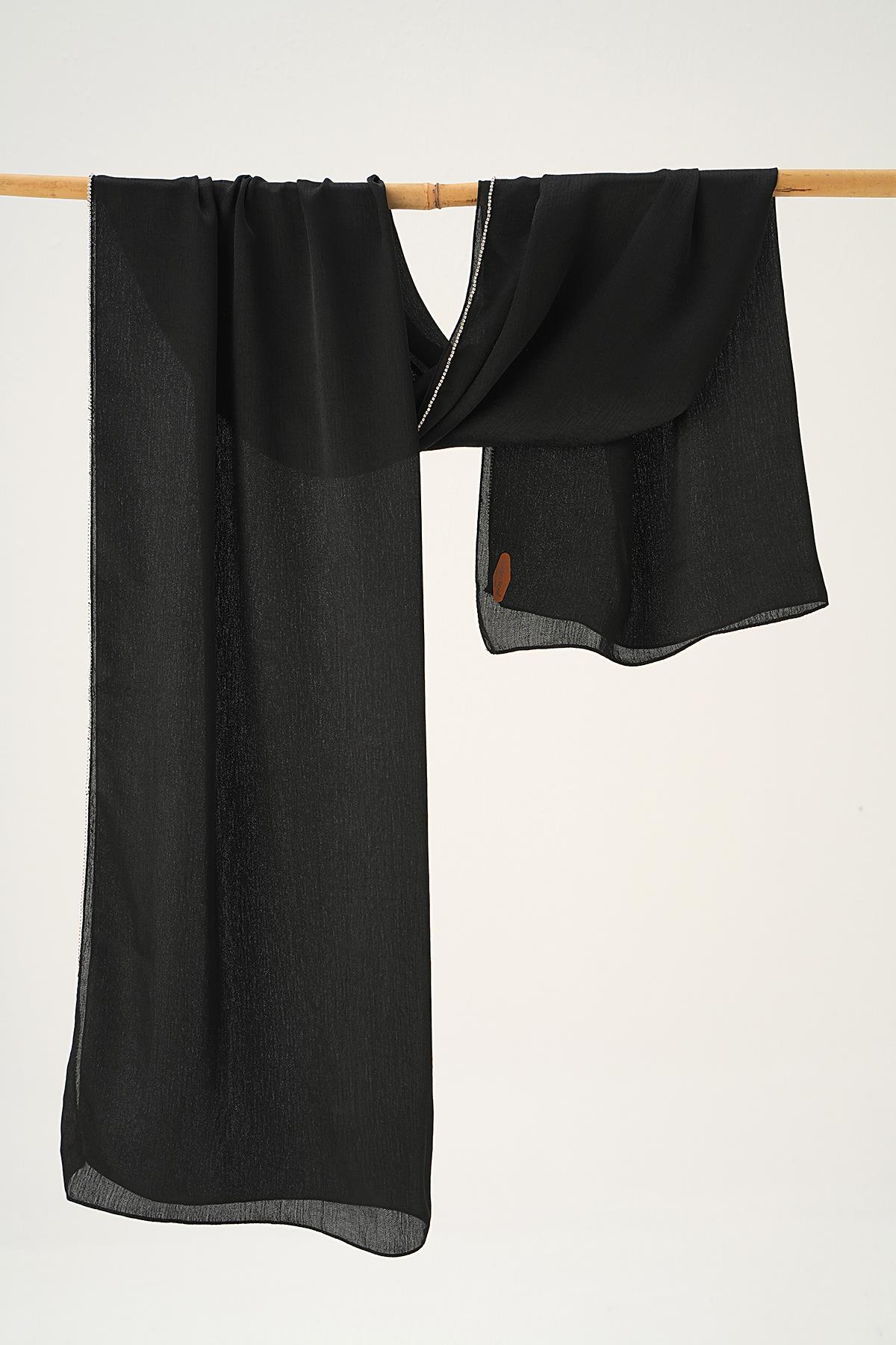 5669 Taşlı Jan Jan Şal Siyah 