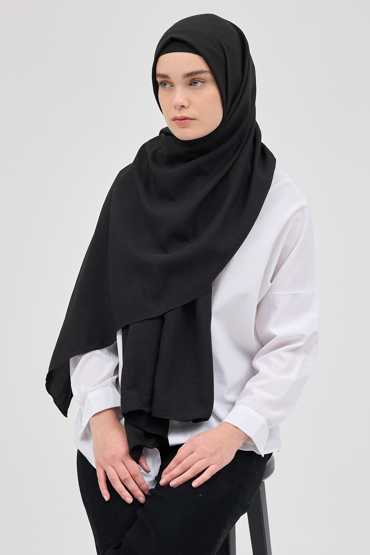 Pamuk Jaz Şal Siyah 5674 - 6