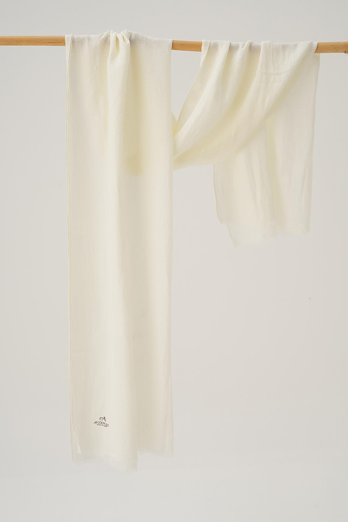 Krem Bambu Kraş Şal 5675 - 1