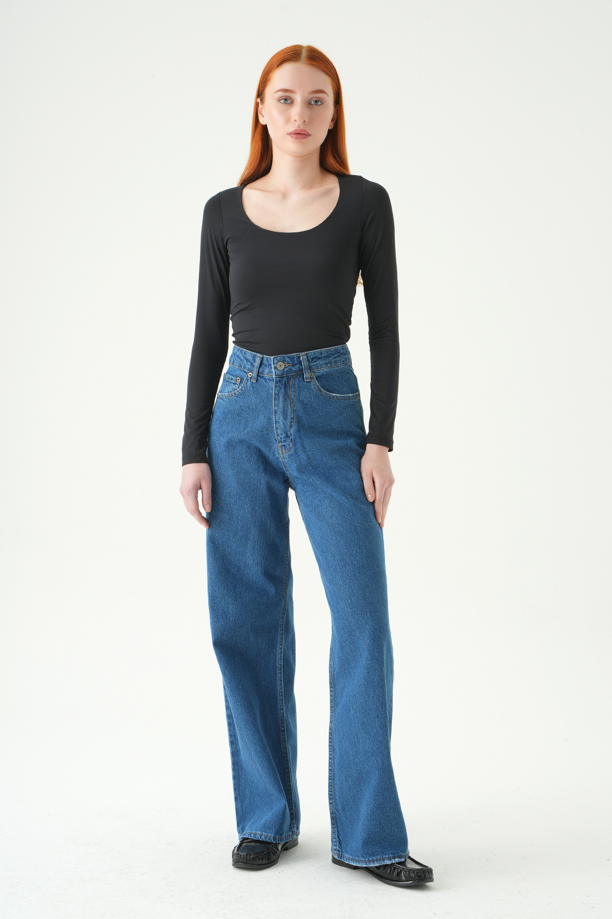 Geniş Paça Jean 573 Ara Mavi 