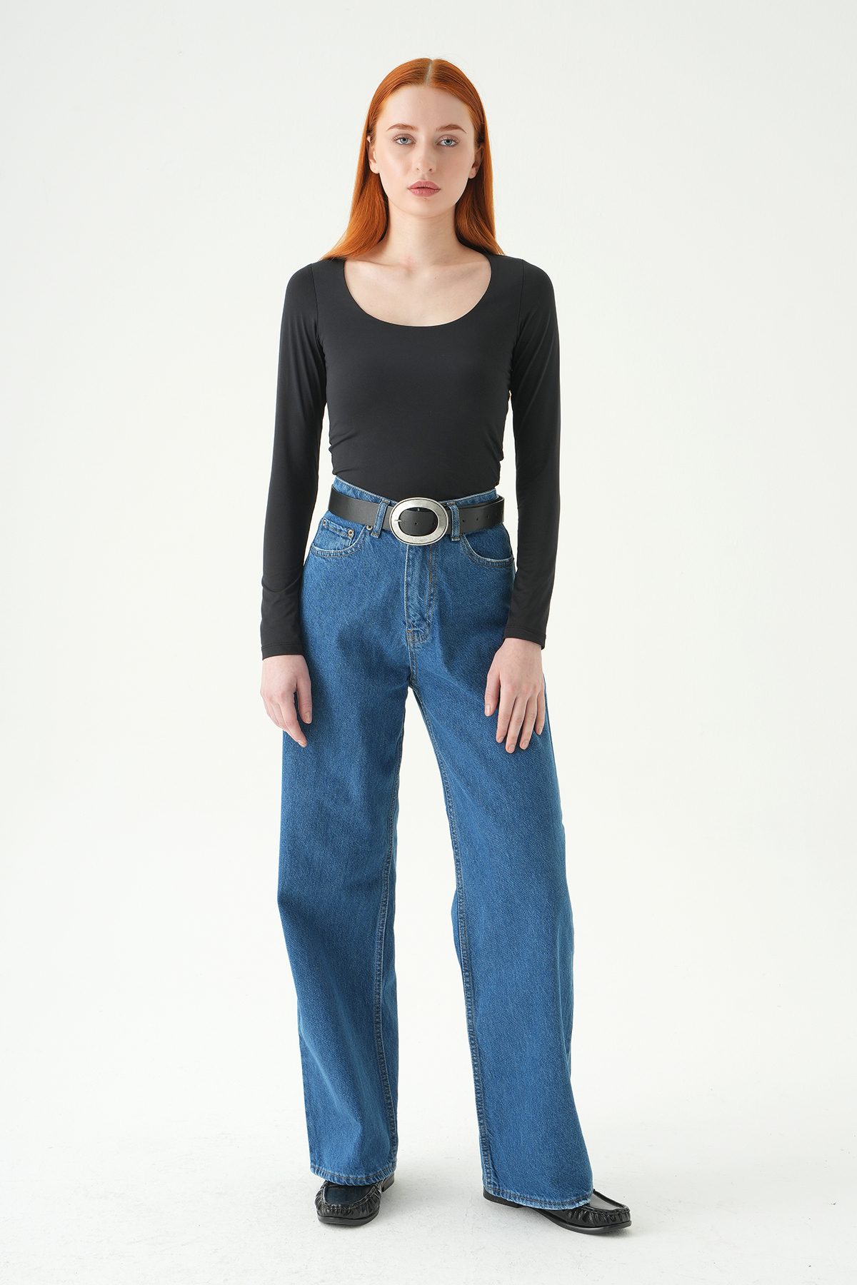 Geniş Paça Jean 573 Ara Mavi - 6