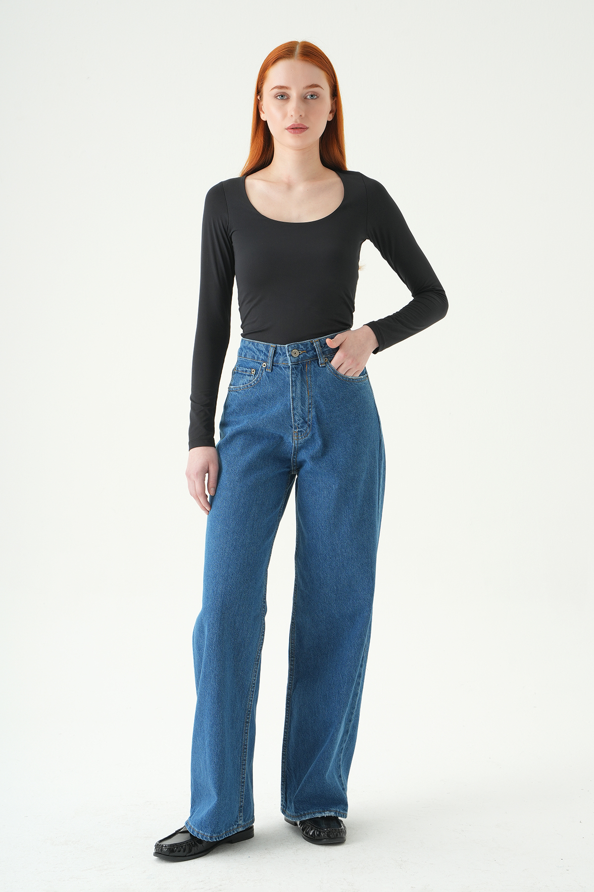 Geniş Paça Jean 573 Ara Mavi - 7