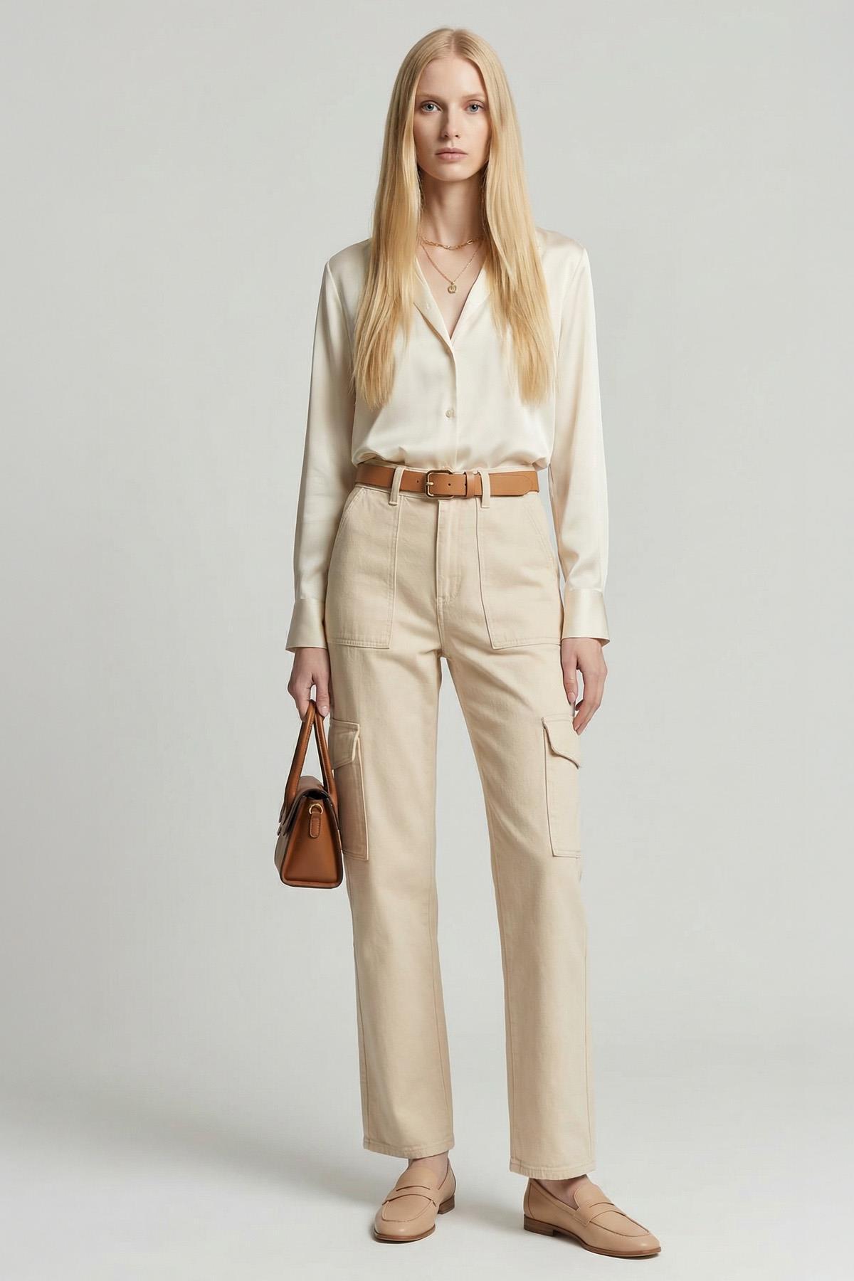 Bej Kargo Cep Pantolon 580-1 - 1