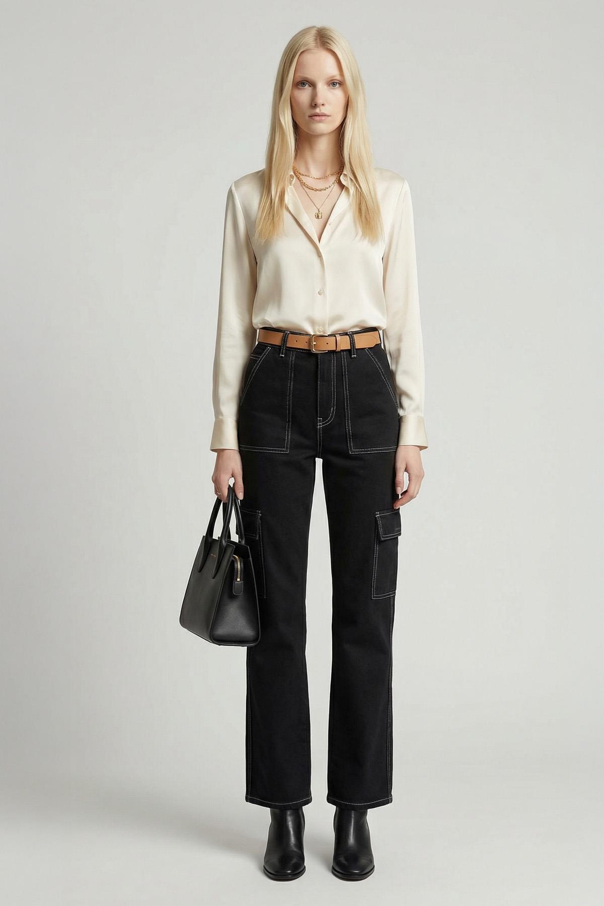 580-1 Kargo Cep Pantolon Siyah - RAYS