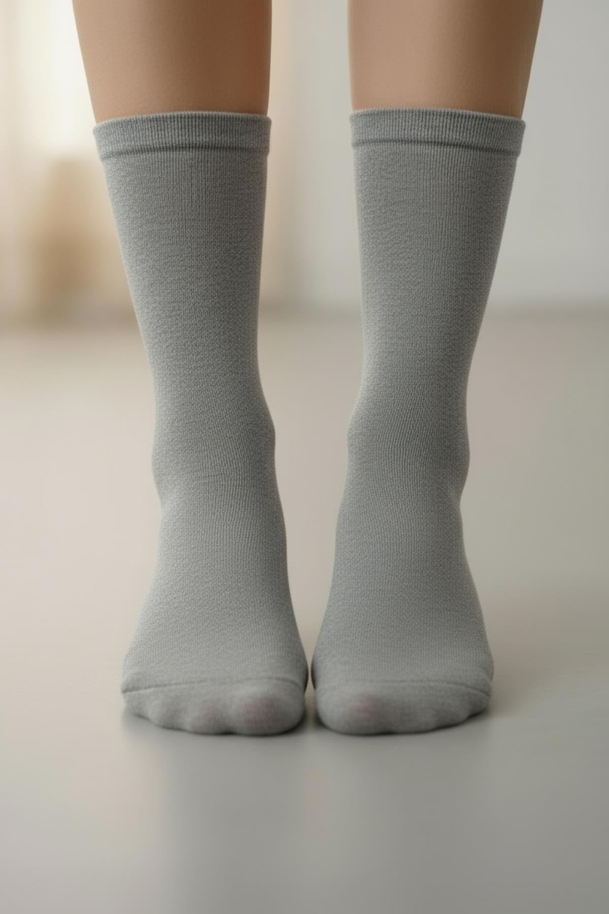 6 Çift Kadın Renkli Esnek Pamuklu Örme Soket Çorap 1021 - 2