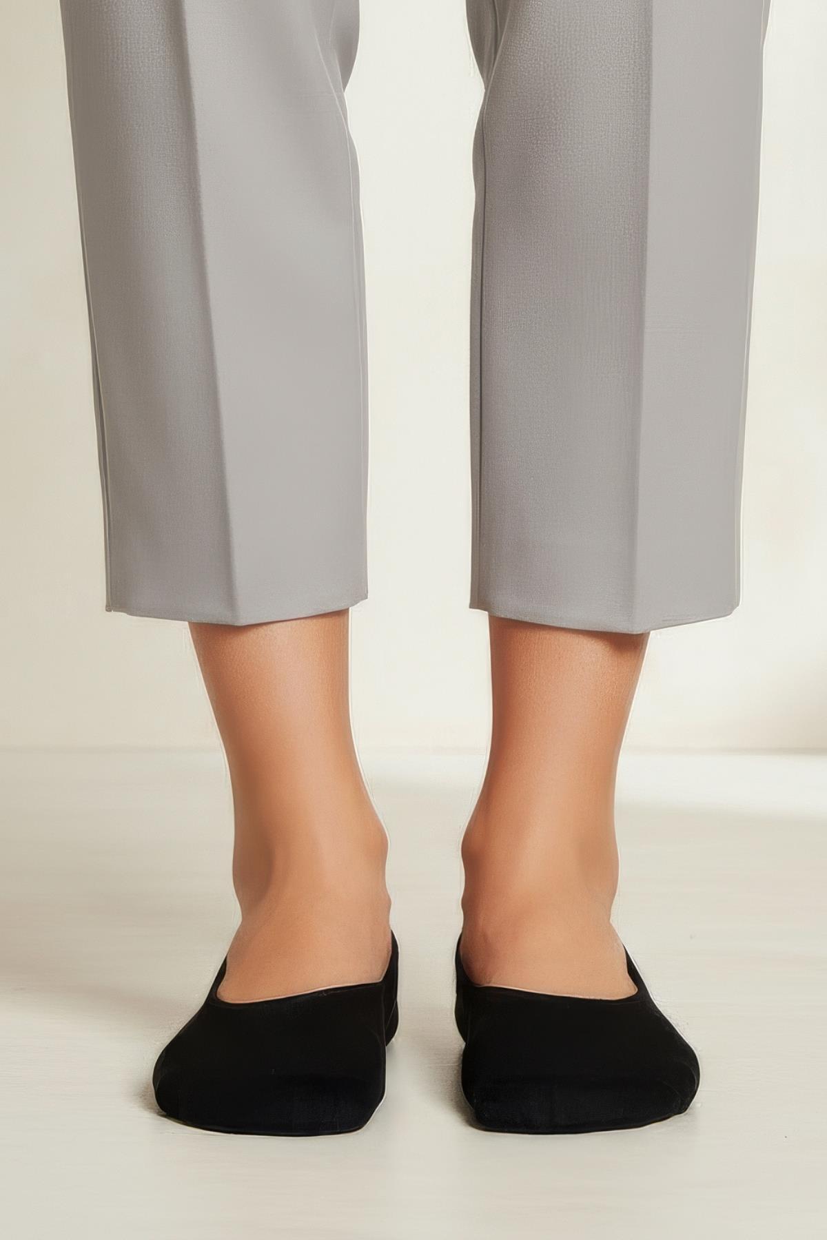 6 Çift Kadın Siyah Esnek Pamuklu Örme Babet Çorap 1020 - RAYS (1)