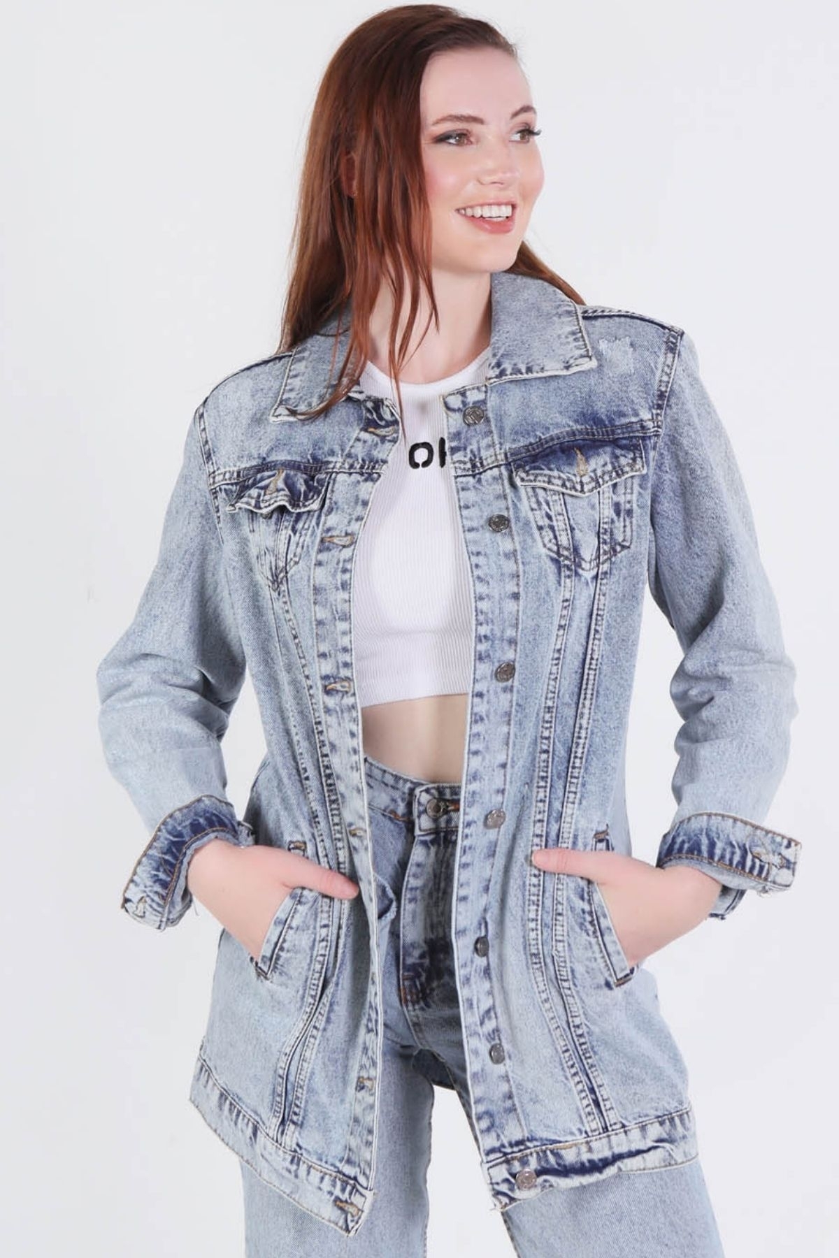 6005 Klasik Kot Ceket Kar Yıkama - 1