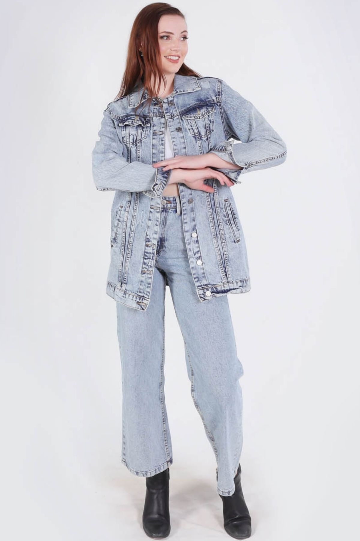 Kar Yıkama Klasik Kot Ceket 6005 - 5