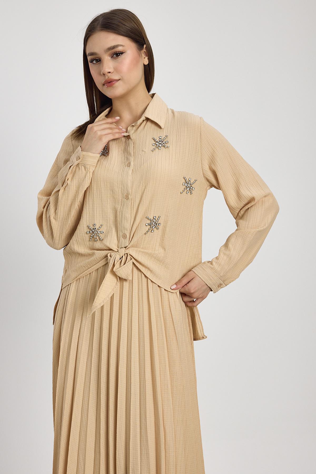 Bej Taş Detay Etek Takım 6006 - 2