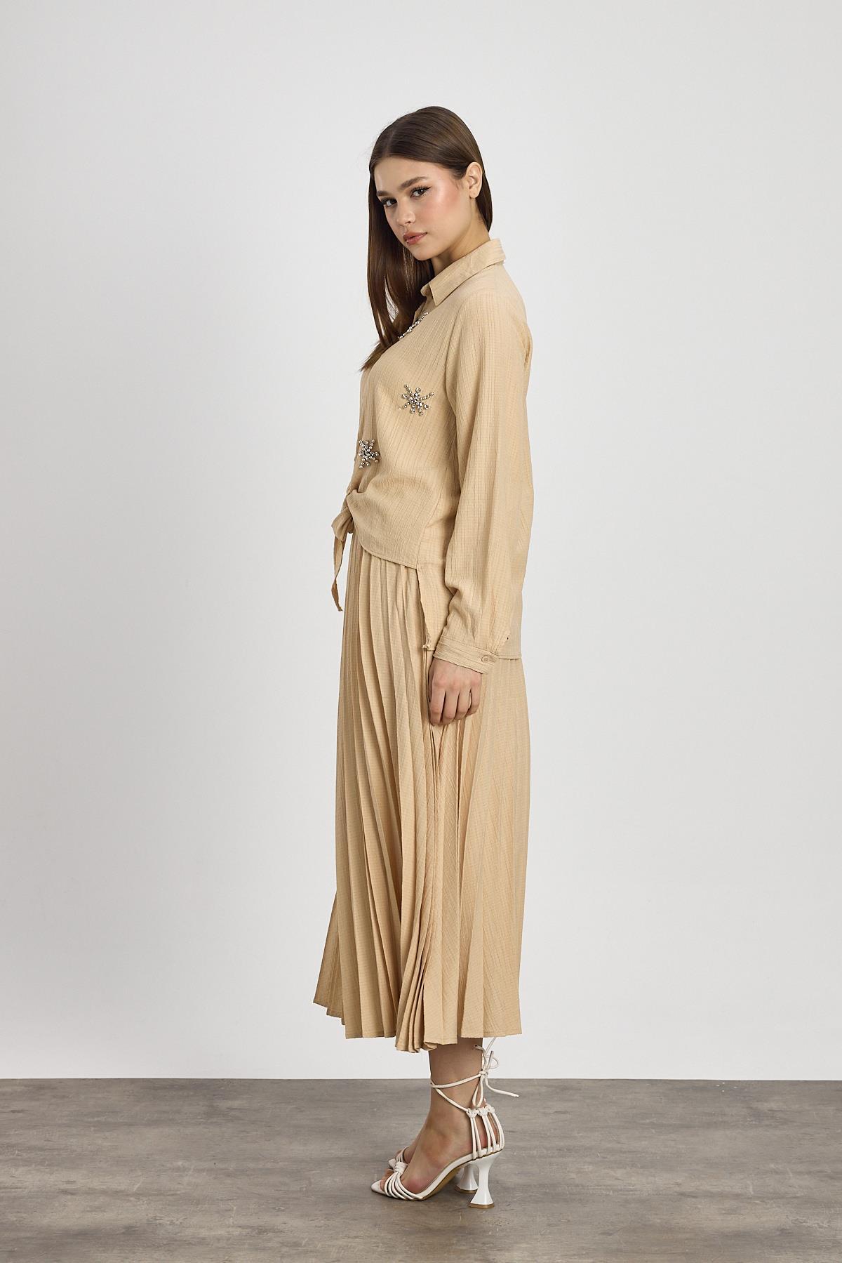 Bej Taş Detay Etek Takım 6006 - 4