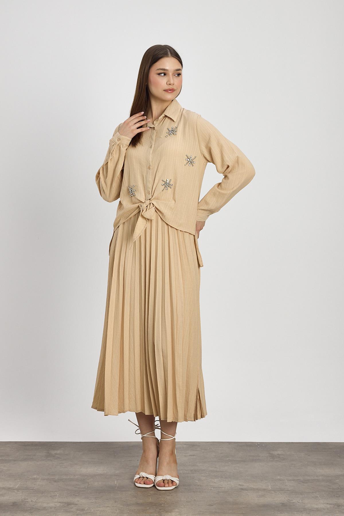 Bej Taş Detay Etek Takım 6006 - 8