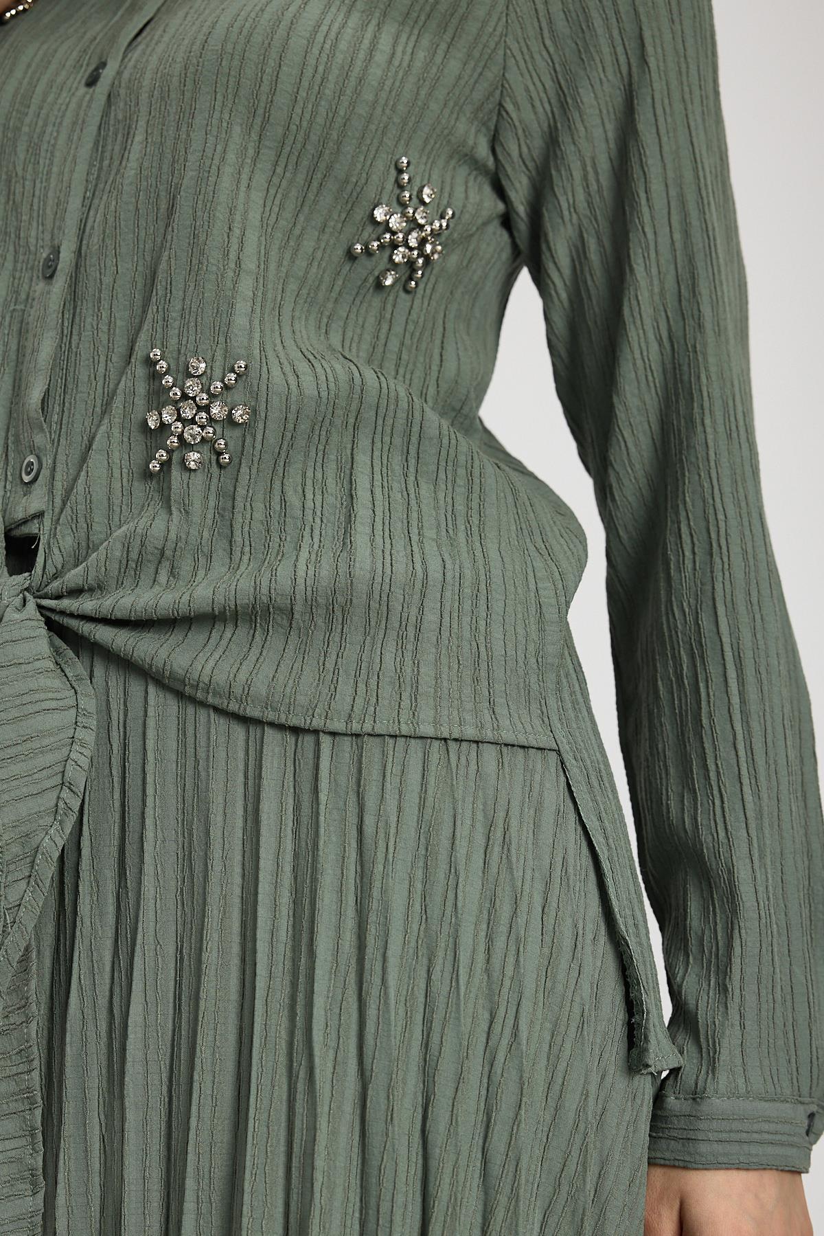 Haki Taş Detay Etek Takım 6006 - 8