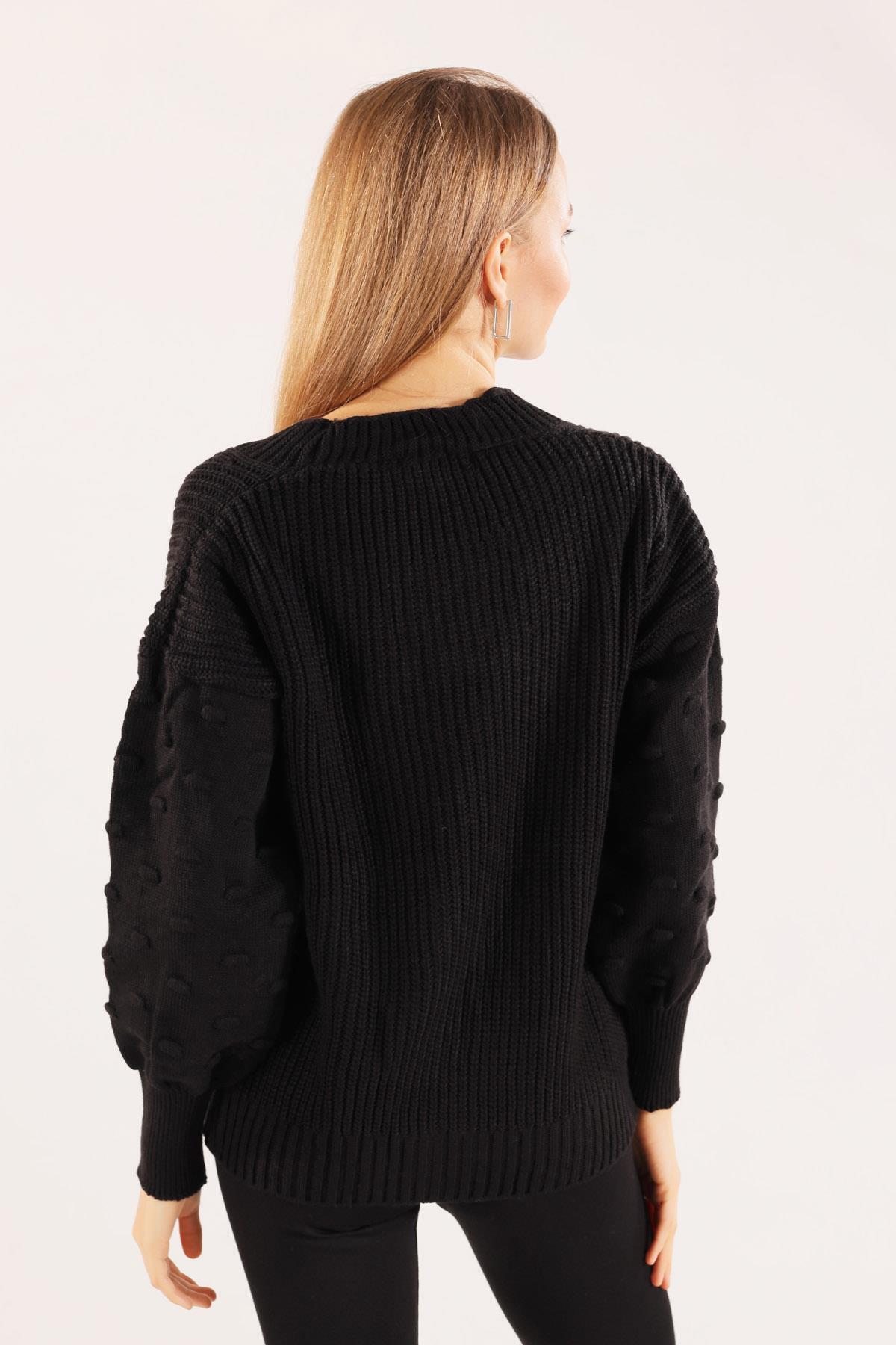 Siyah Balon Kol Detay Hırka 6007 - 3