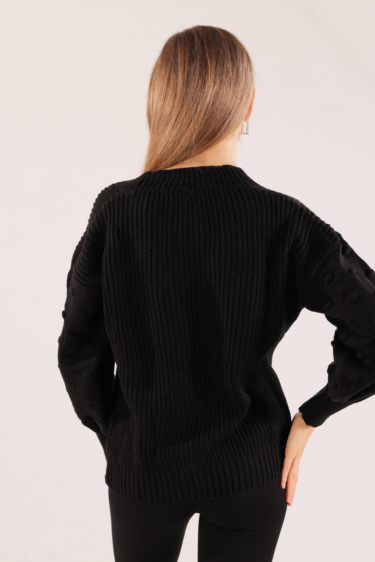 Siyah Balon Kol Detay Hırka 6007 - 4