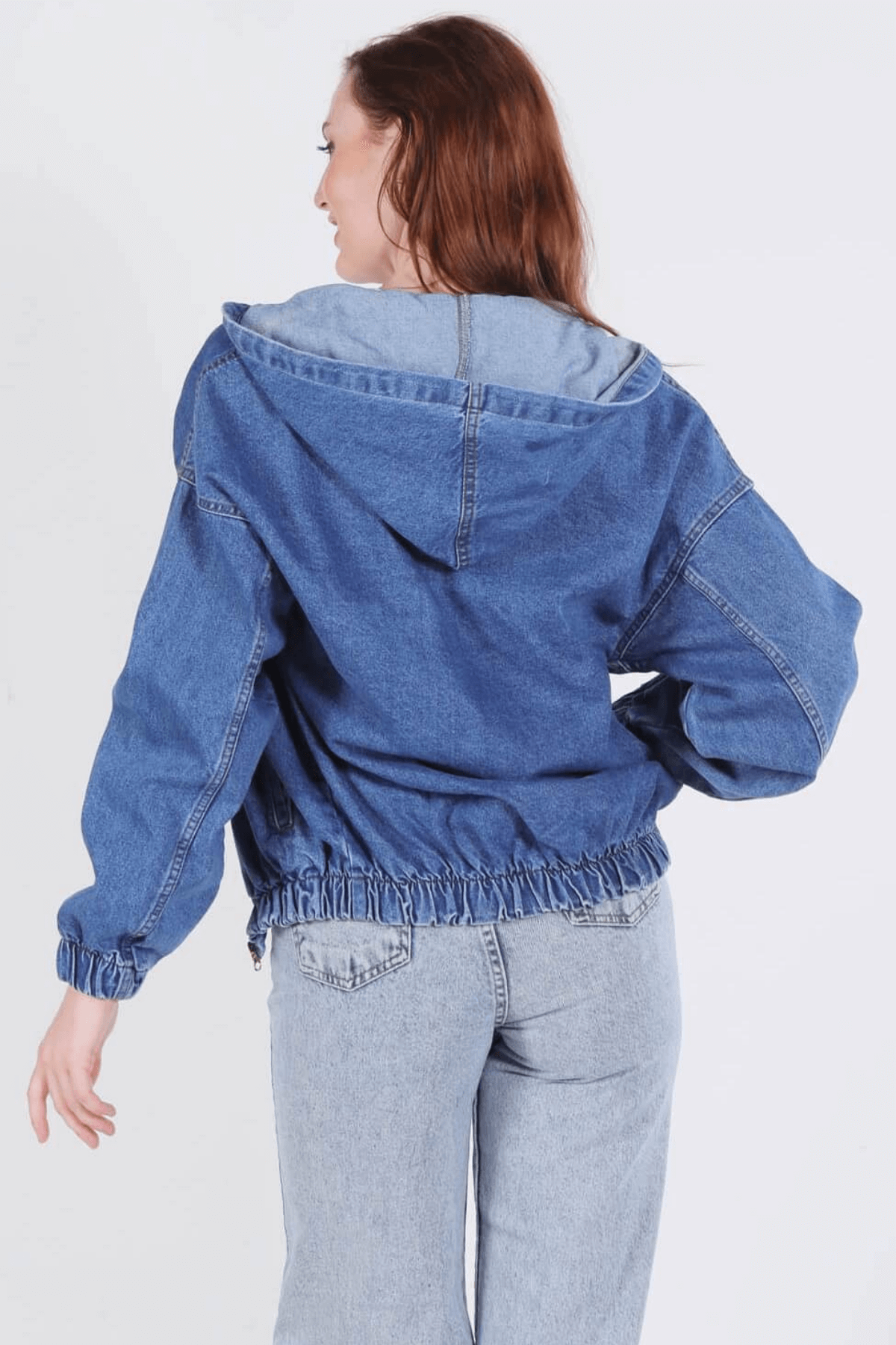 Mavi Kapüşonlu Kot Ceket 6008 - 3