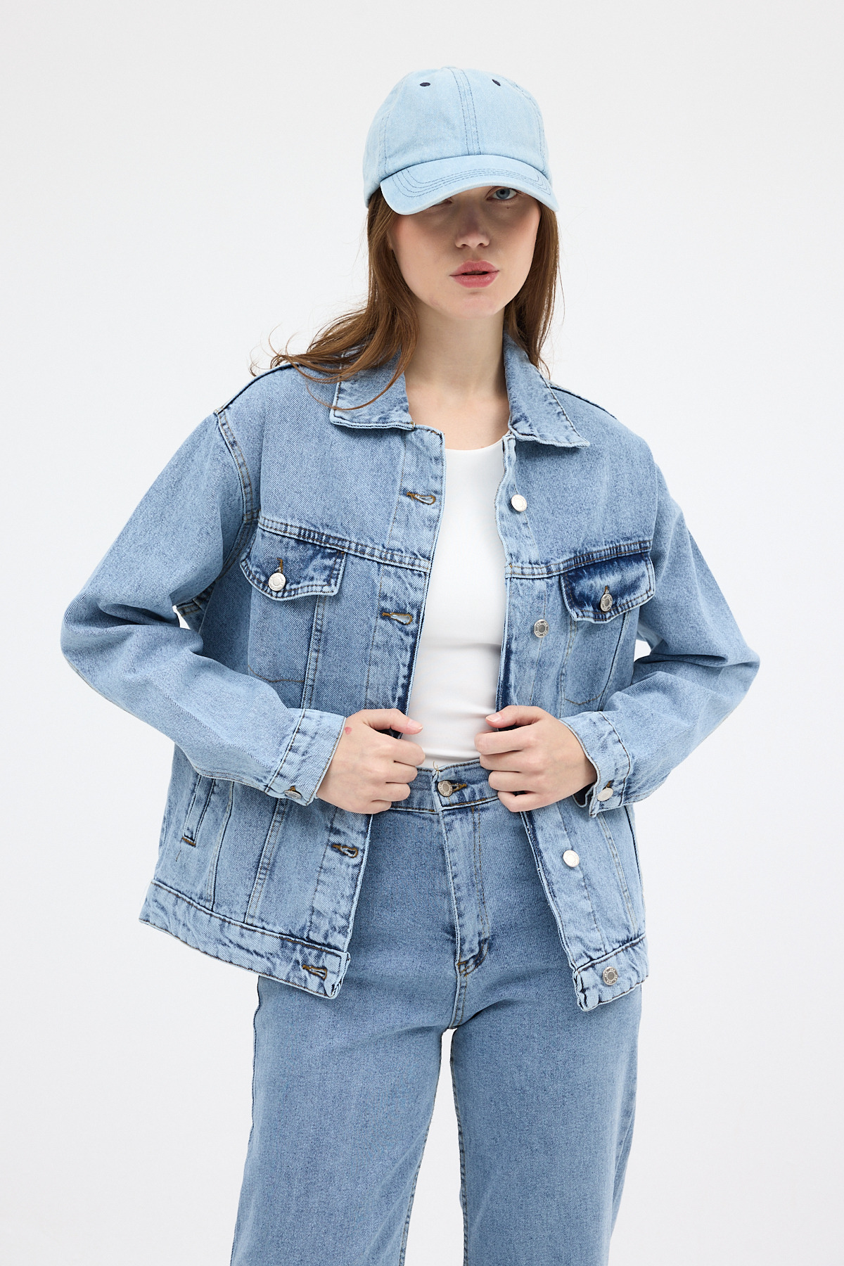 Buzkar Düğmeli Cepli Kot Ceket 6009 - 6