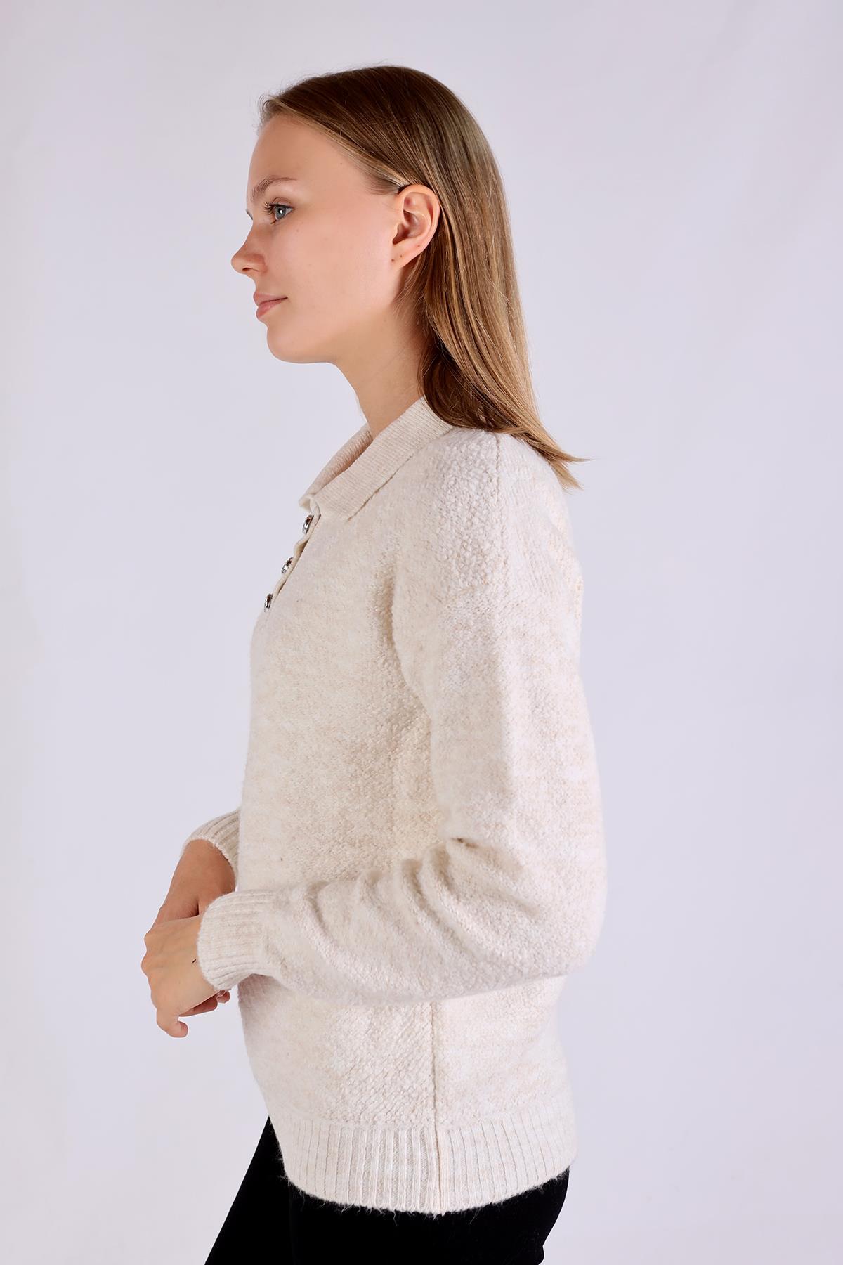 Ekru Polo Yaka Kazak 601 - 7