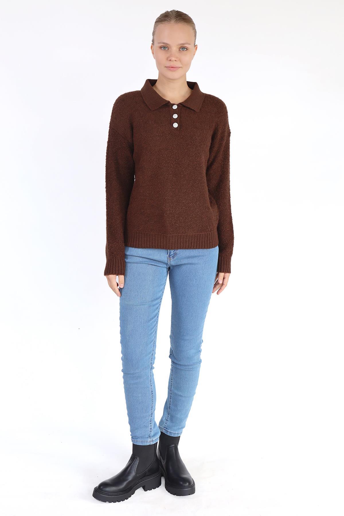 Kahve Polo Yaka Kazak 601 - 2