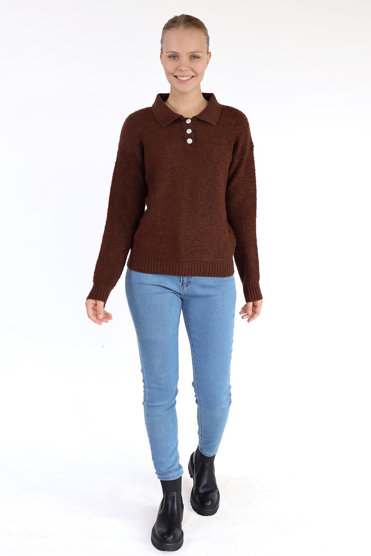 Kahve Polo Yaka Kazak 601 - 7