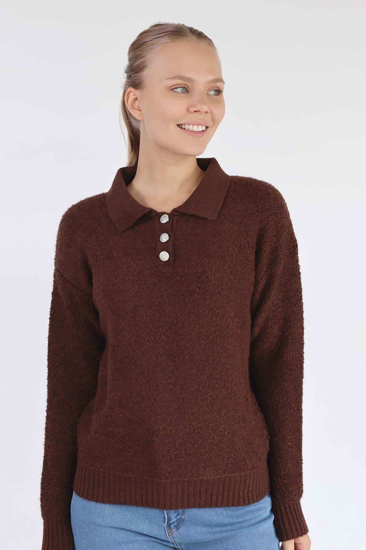 Kahve Polo Yaka Kazak 601 - 8