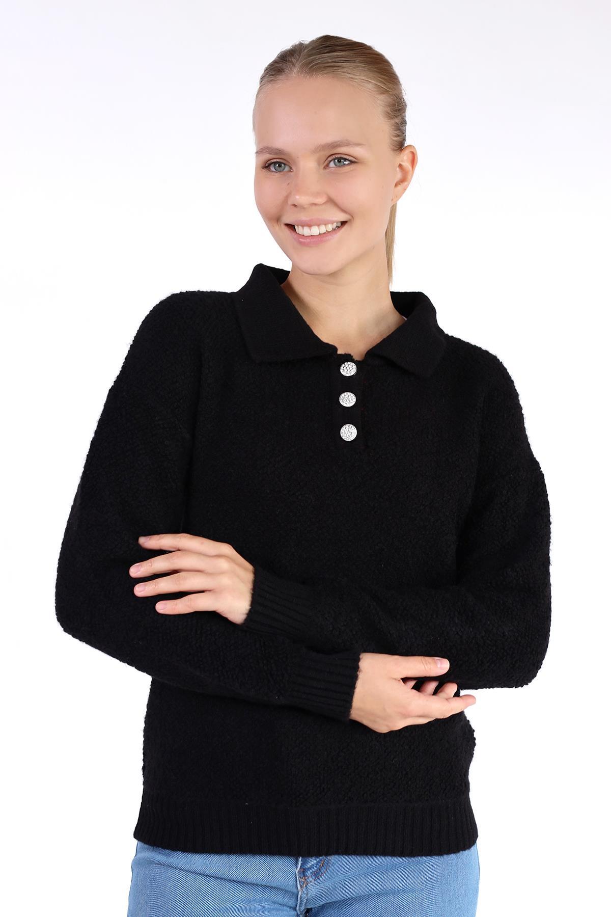 Siyah Polo Yaka Kazak 601 - 3