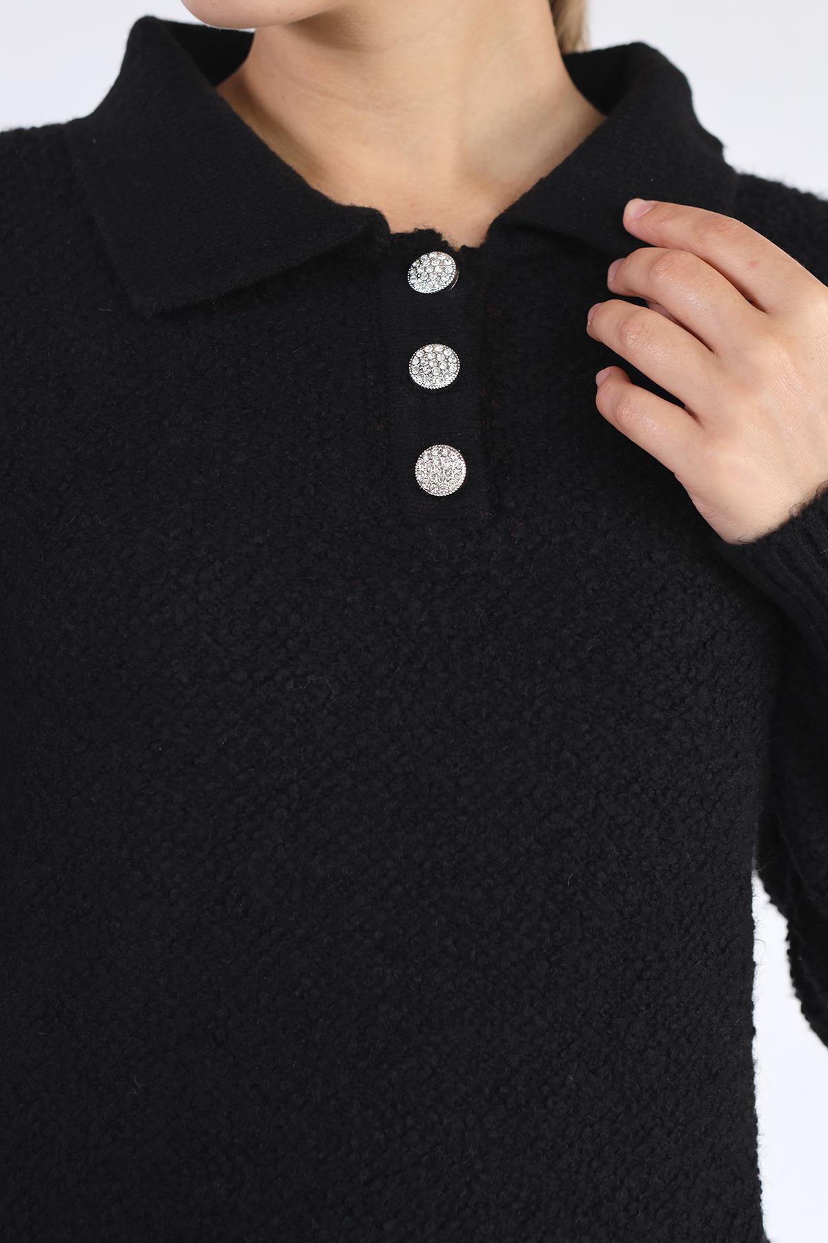 Siyah Polo Yaka Kazak 601 - 4