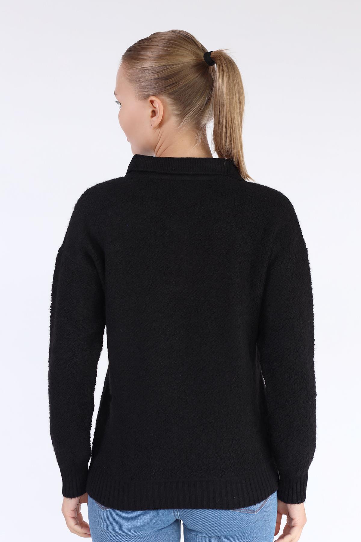 Siyah Polo Yaka Kazak 601 - 5