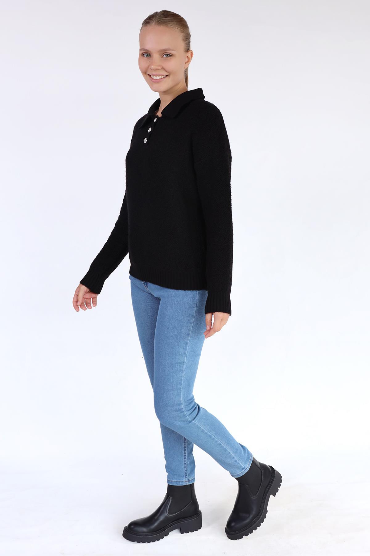 Siyah Polo Yaka Kazak 601 - 7