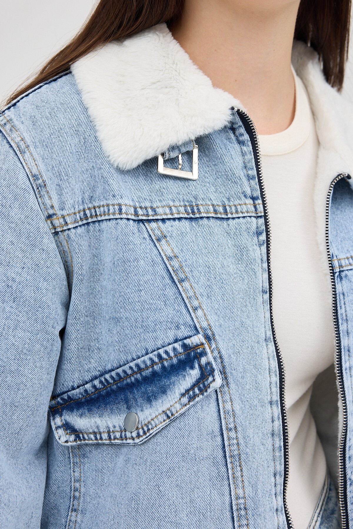 Buzkar İçi Kürklü Crop Jean Kadın Ceket 6010 - 4