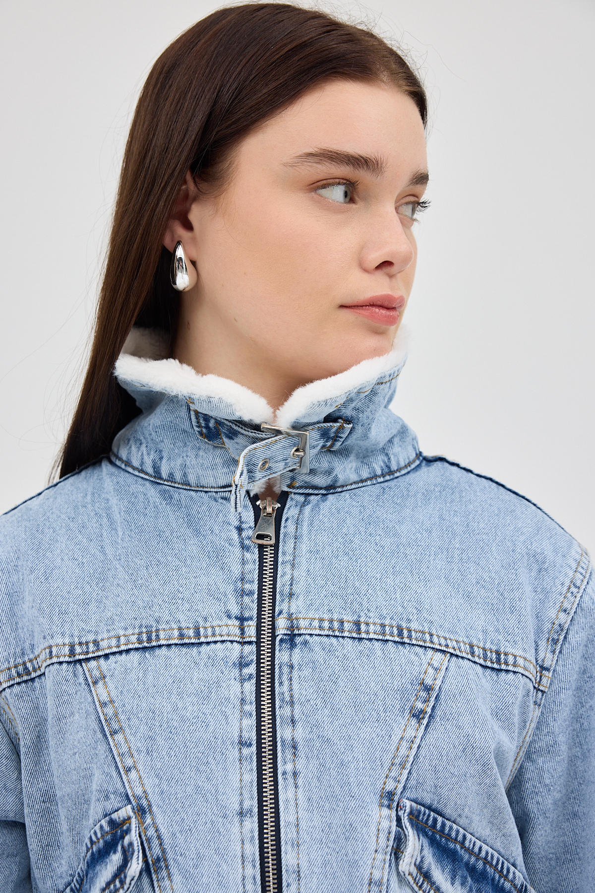 Buzkar İçi Kürklü Crop Jean Kadın Ceket 6010 - 7