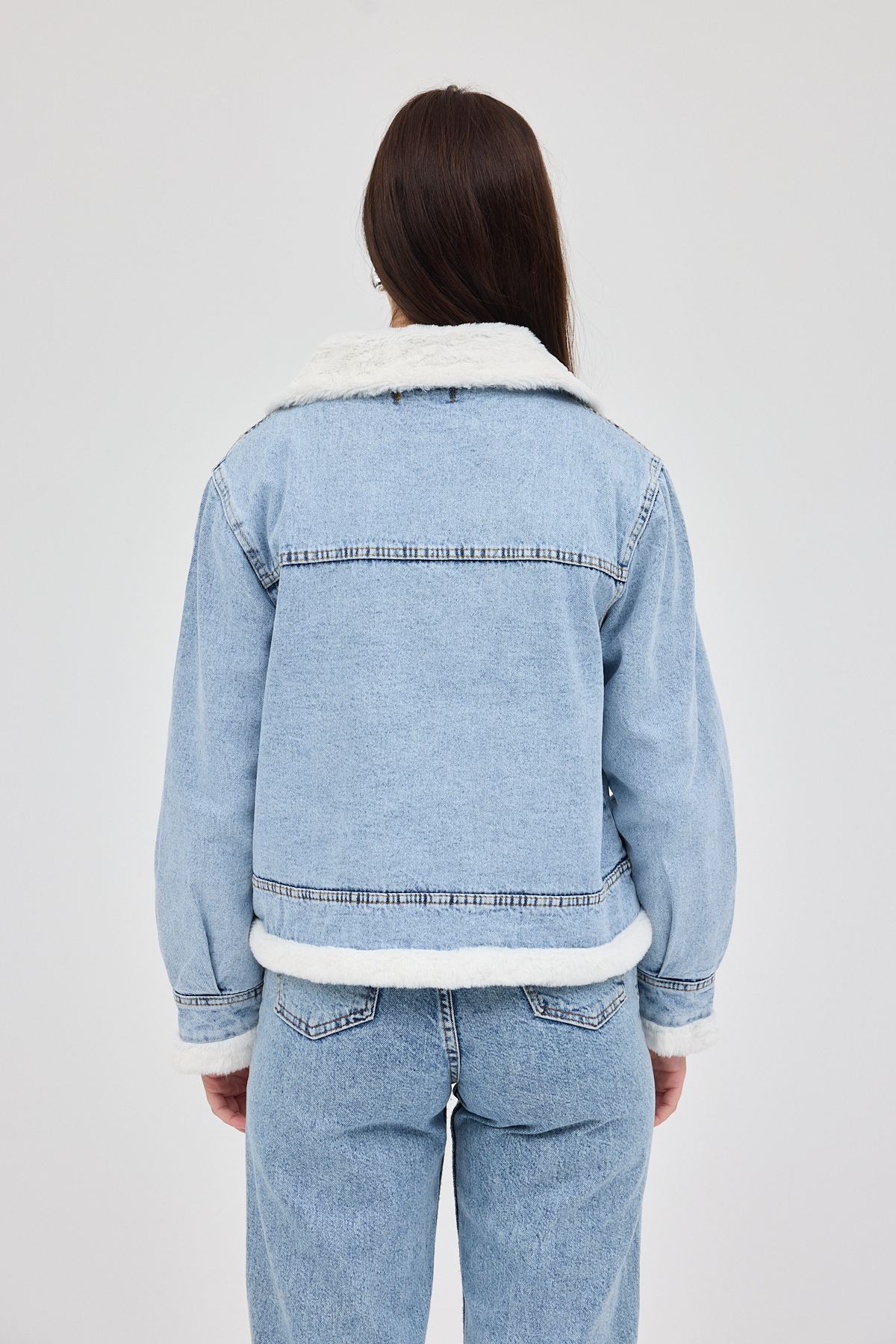 Buzkar İçi Kürklü Crop Jean Kadın Ceket 6010 - 5