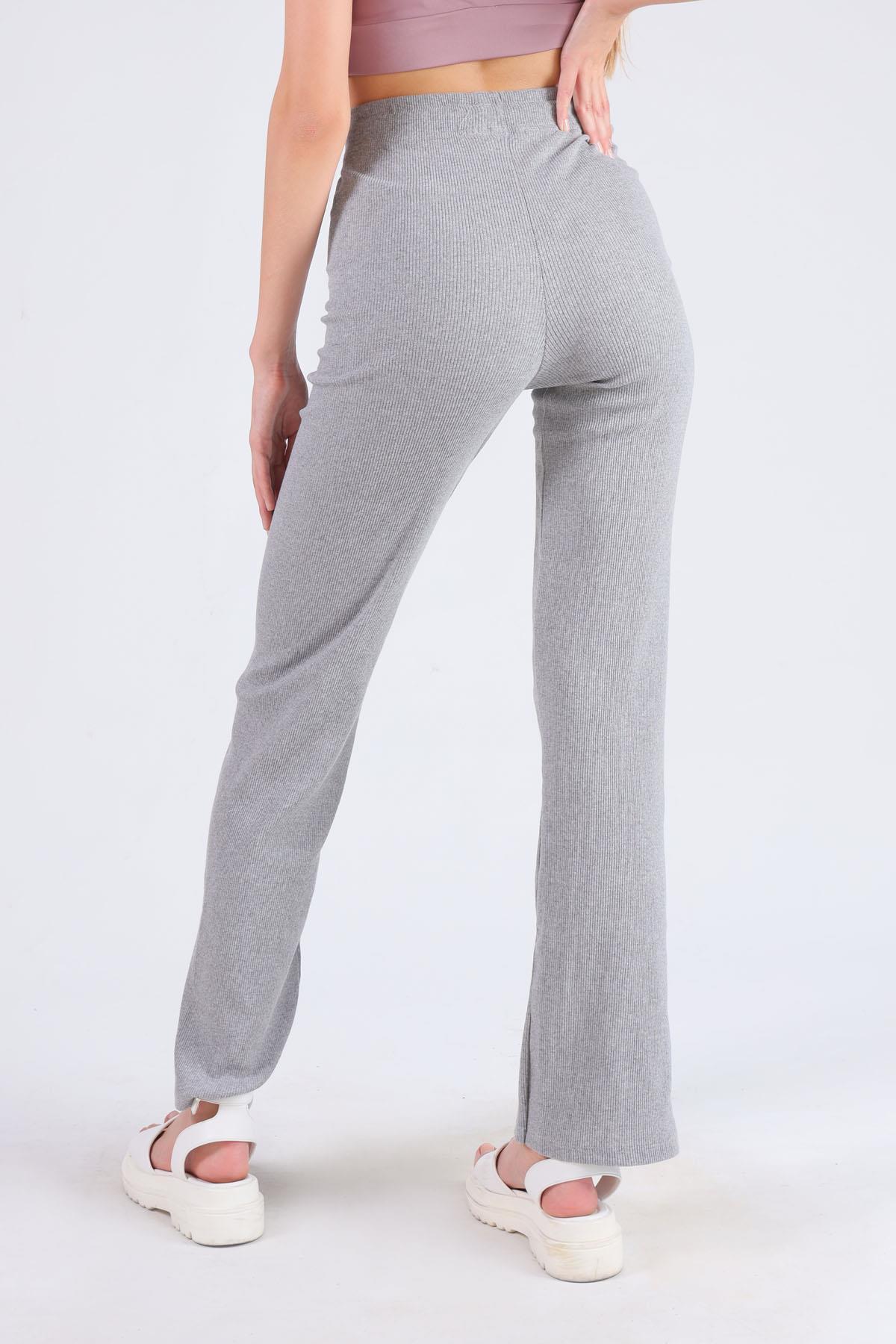 Gri Bel Bağcık Detay Pantolon 6011-1 - 7