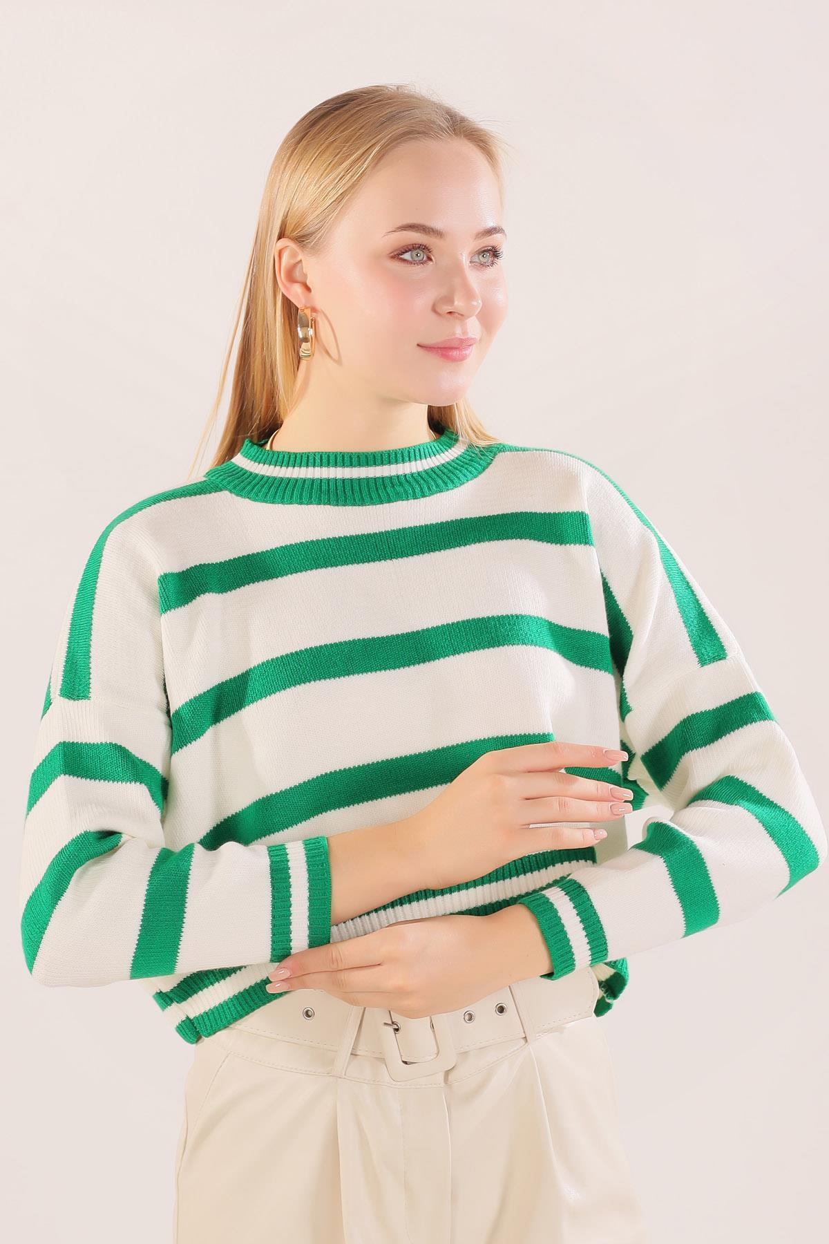 Benetton Yeşili Bisiklet Yaka Kazak 6016 - 1