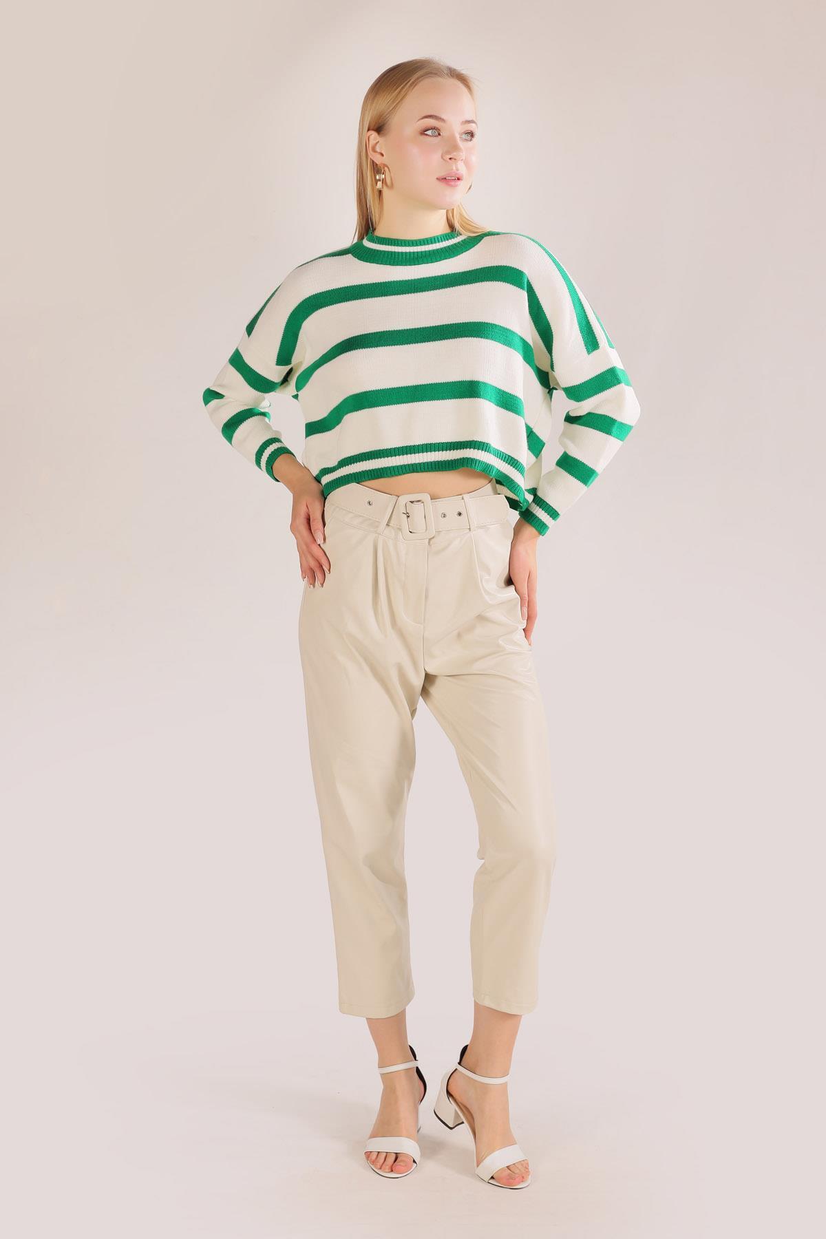 Benetton Yeşili Bisiklet Yaka Kazak 6016 - 4