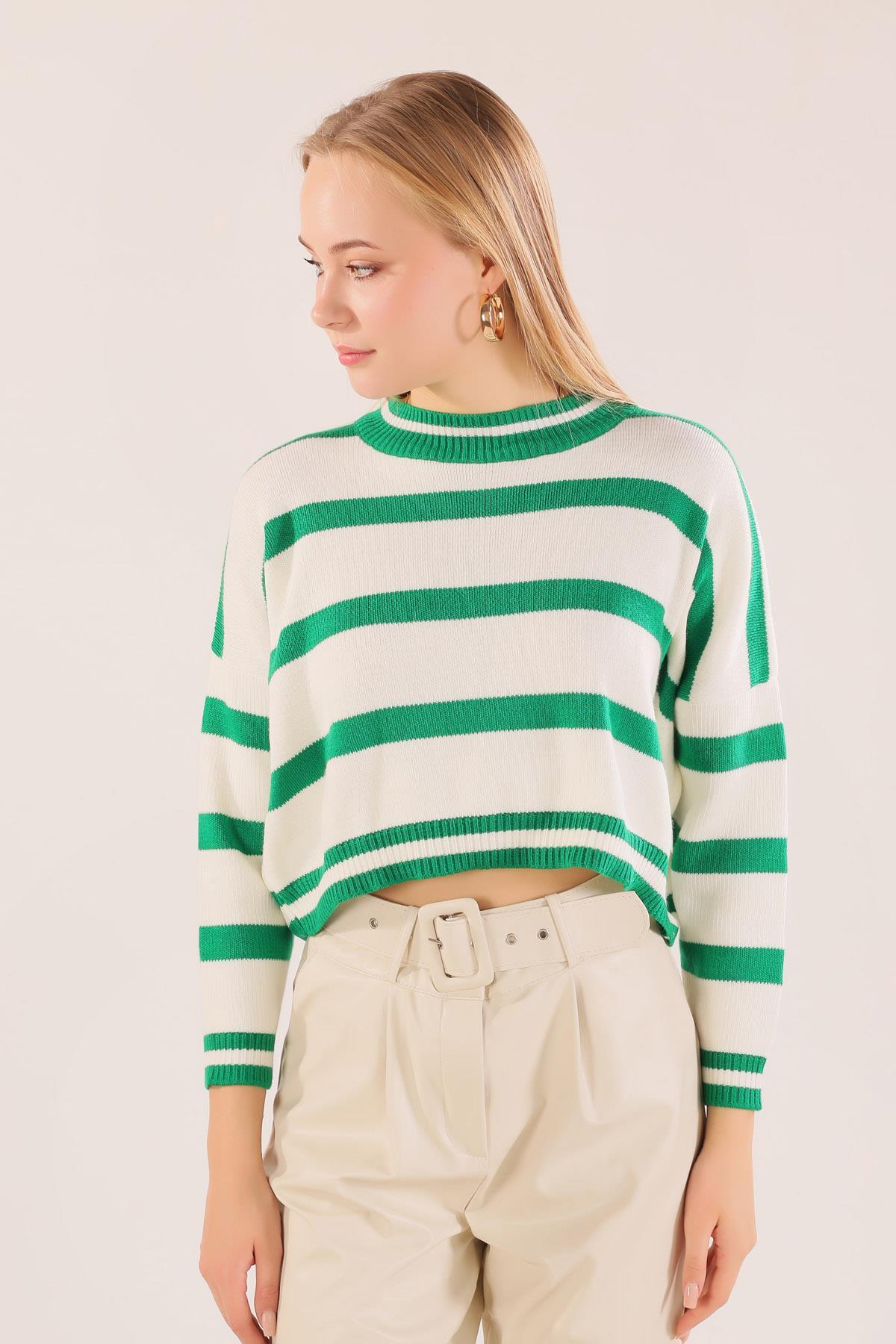 Benetton Yeşili Bisiklet Yaka Kazak 6016 - 5