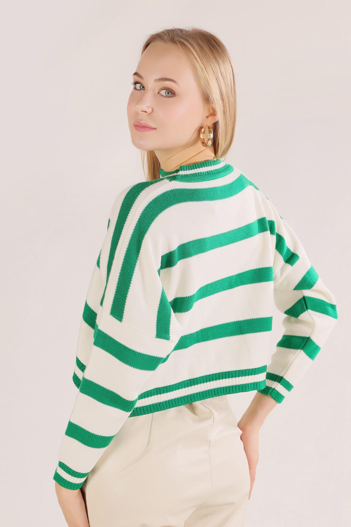 Benetton Yeşili Bisiklet Yaka Kazak 6016 - 7